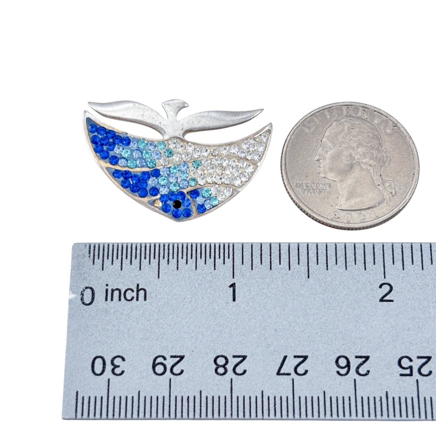 Vintage Sterling Silver 925 Blue Crystal Fish Pendant