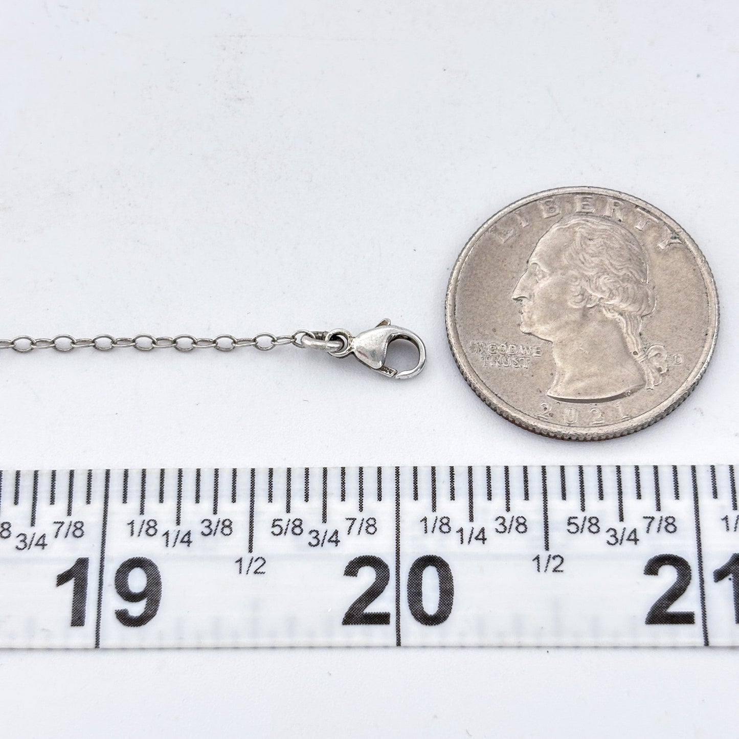 Vintage Sterling Silver 925 Cable Link Chain Necklace 17.5"-19.5"
