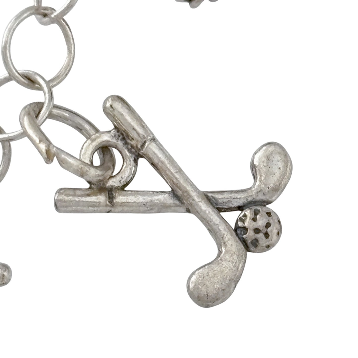 Vintage Sterling Silver 925 Golf Charm Bracelet 6.5-7.5"