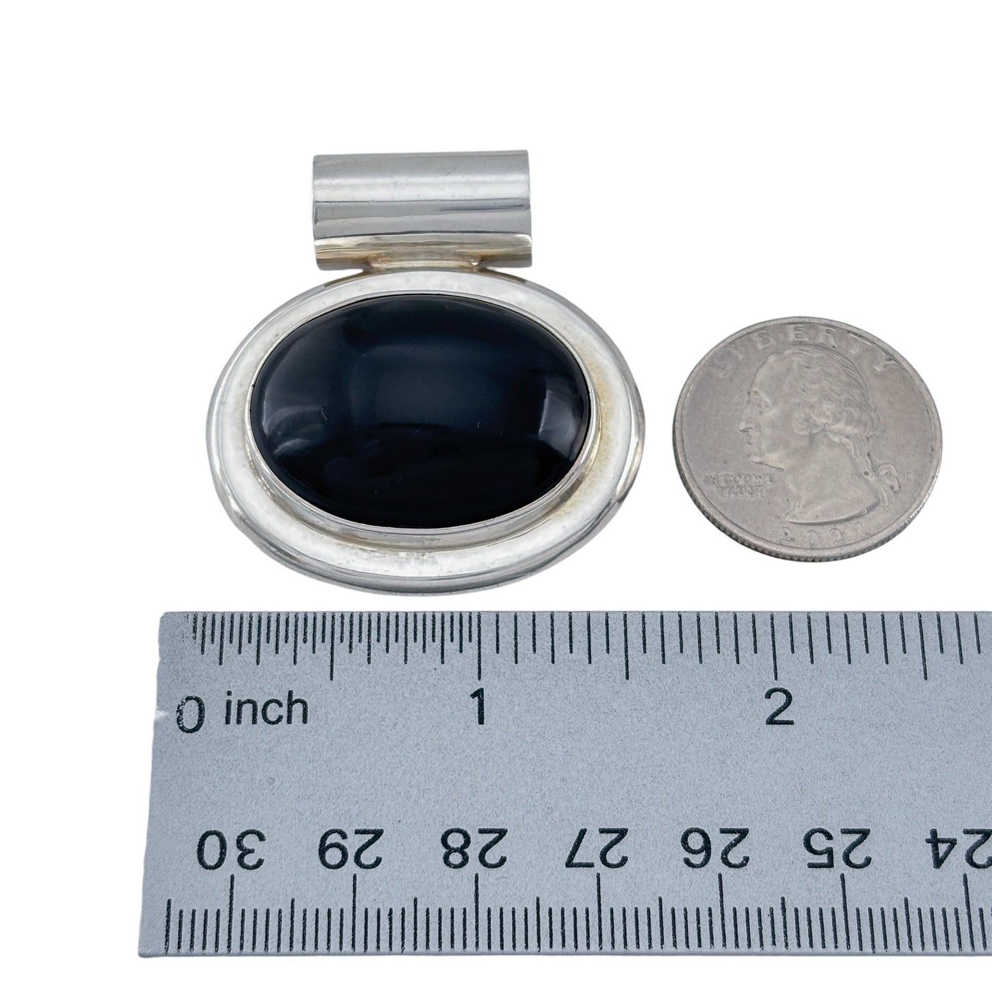 Vintage Sterling Silver 925 Black Onyx Pendant