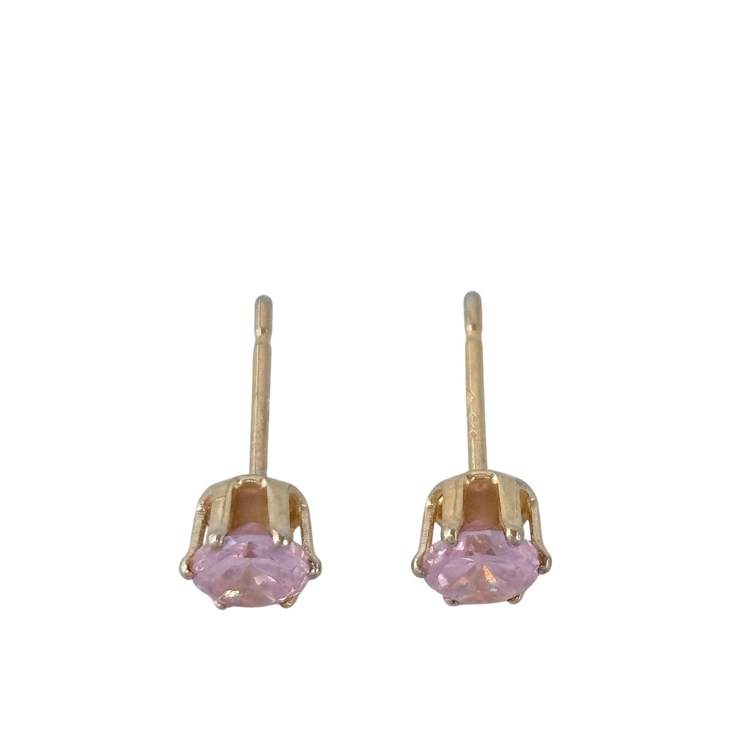 Vintage Sterling Silver 925 Pink Cubic Zirconia Stud Earrings