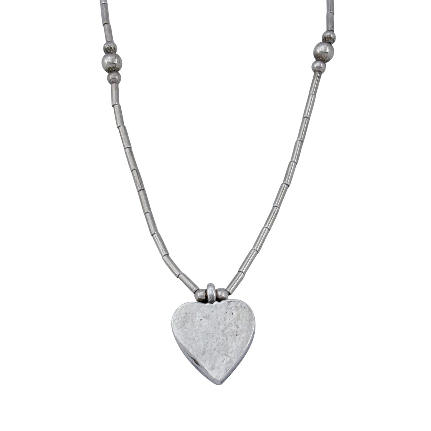 Vintage Sterling Silver 925 Turquoise Heart Necklace 16.5"