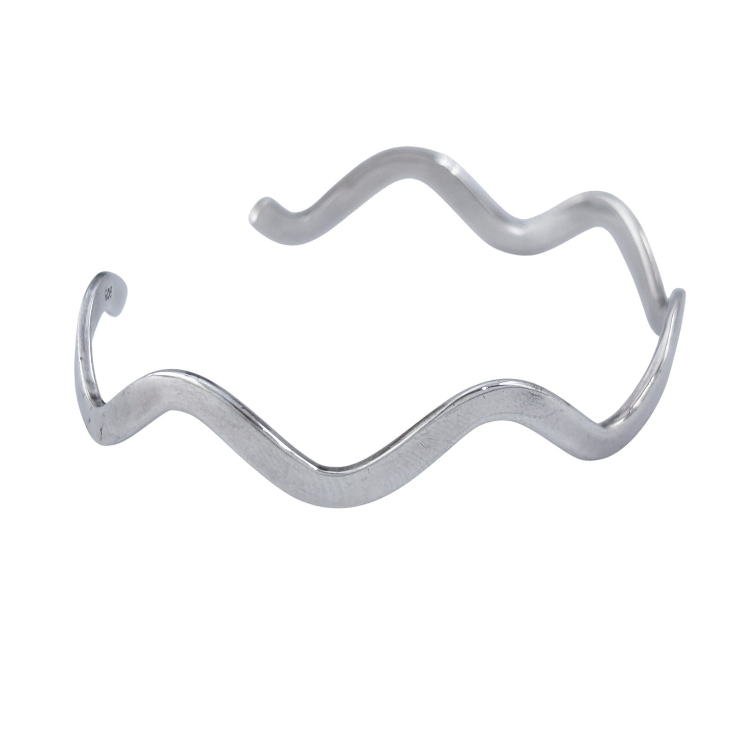 Vintage Sterling Silver 925 Wavy Cuff Bracelet 7"