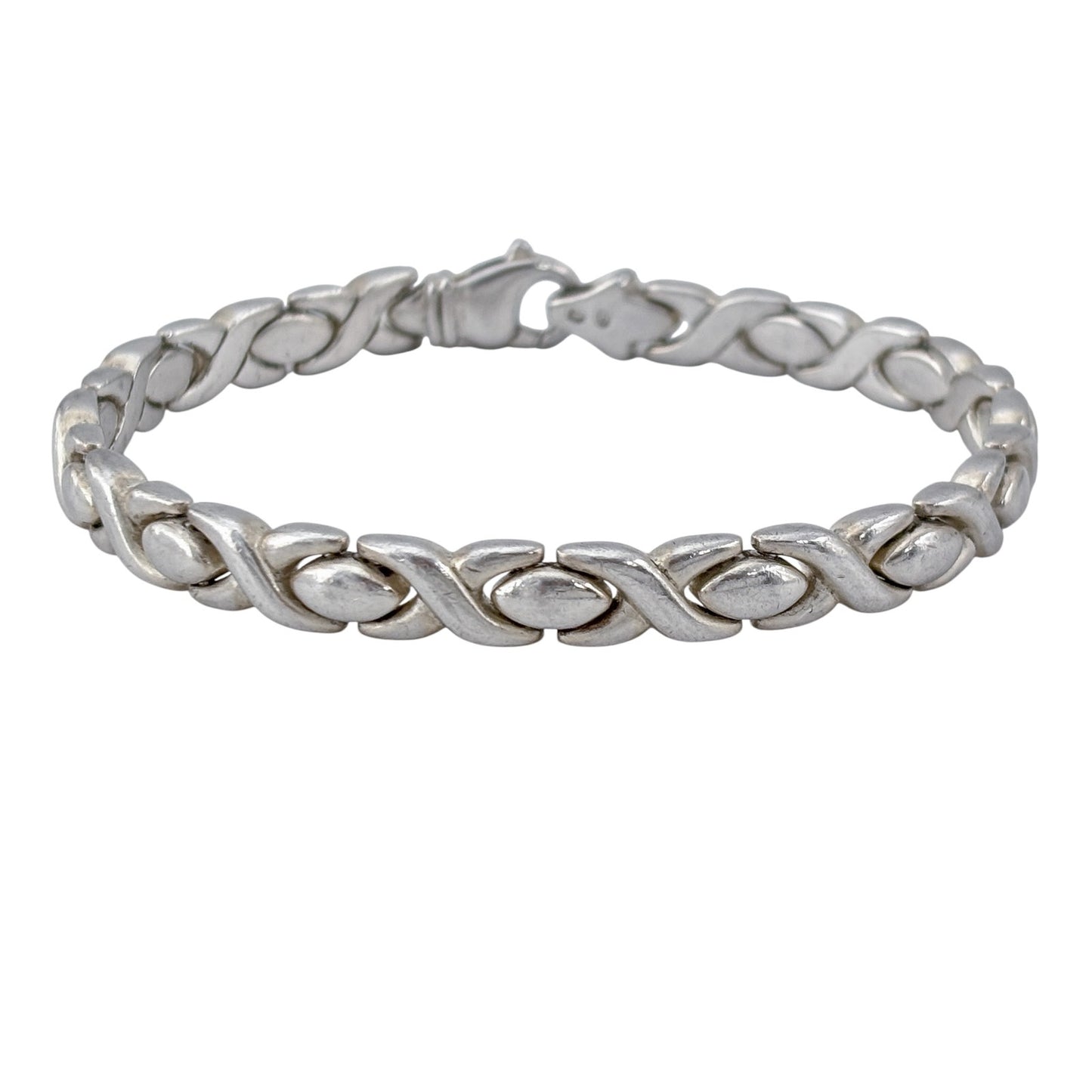 Vintage Sterling Silver 925 XO Link Bracelet 7.5"