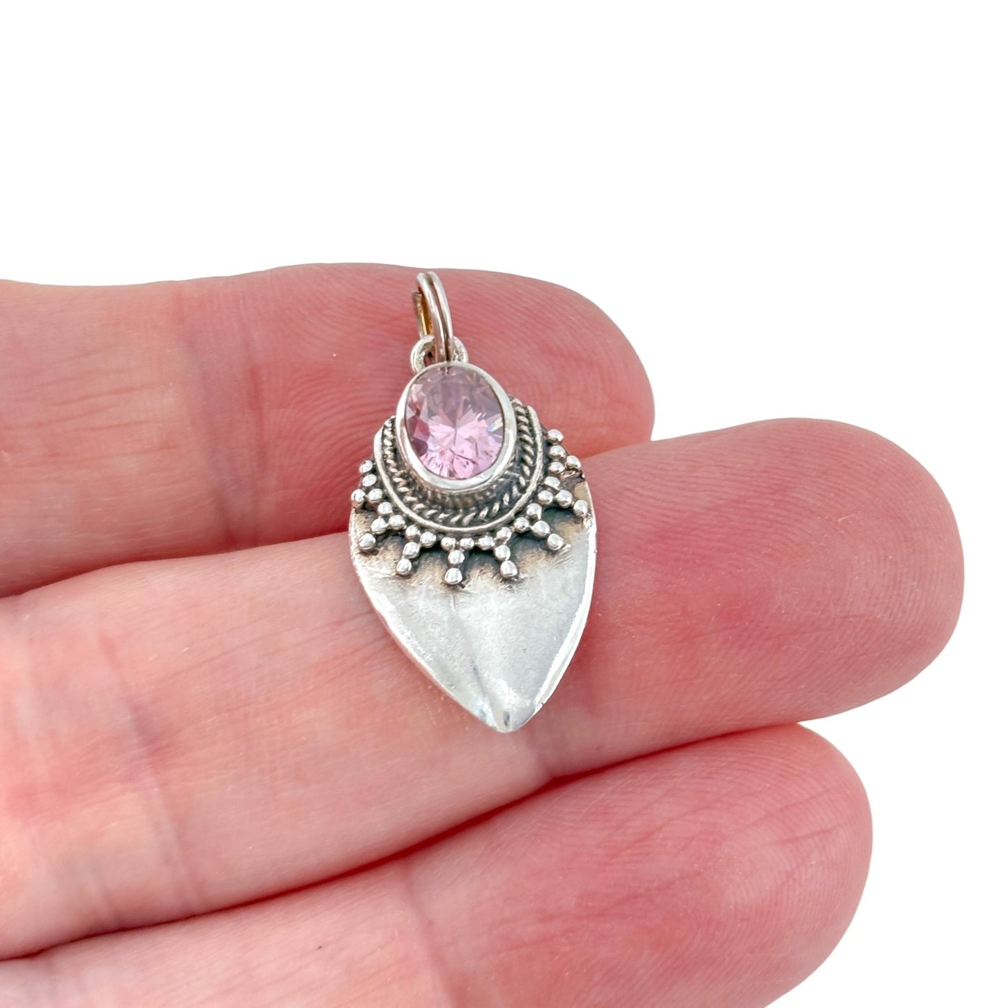 Vintage Sterling Silver 925 Morganite Pendant