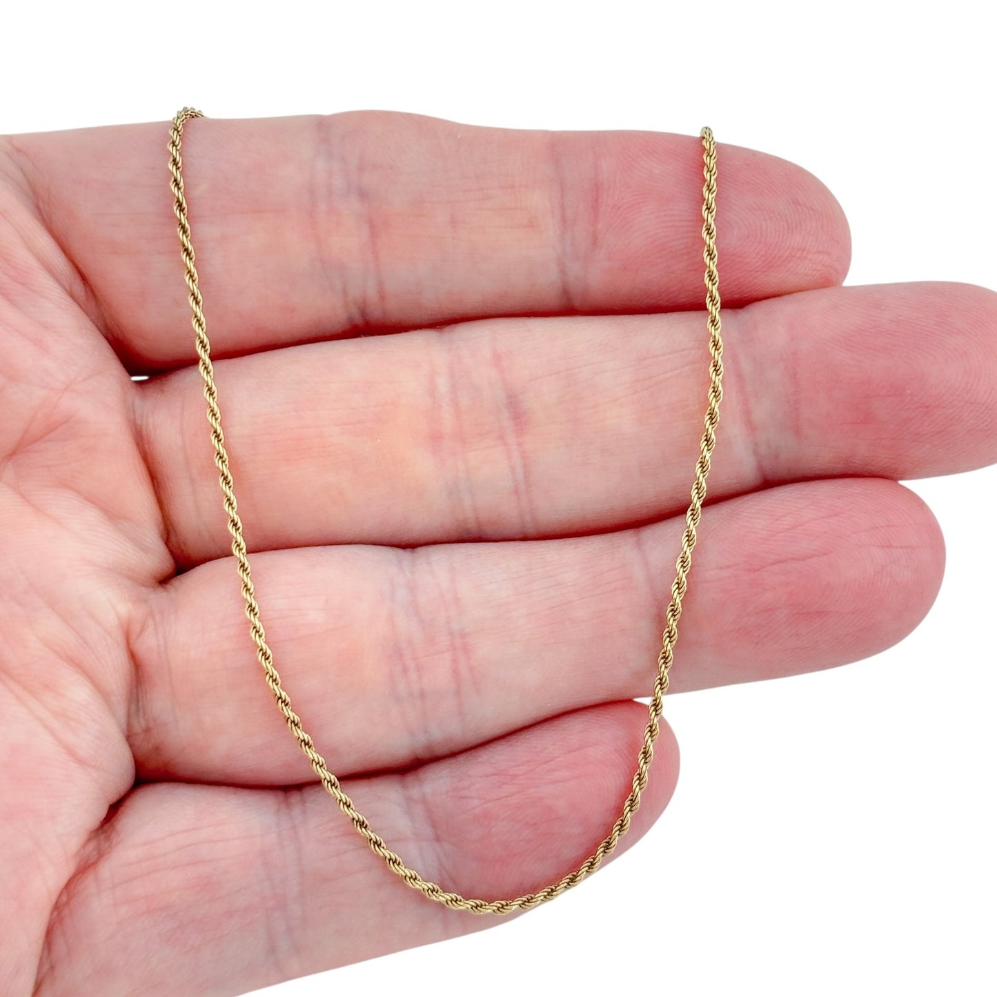 Vintage Gold-Tone Sterling Silver 925 Rope Chain Necklace 18"