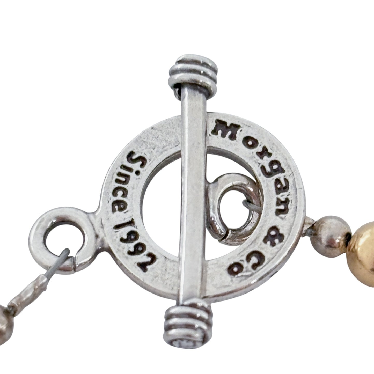 Vintage Sterling Silver 925 Gold Silver Bead Bracelet 8"