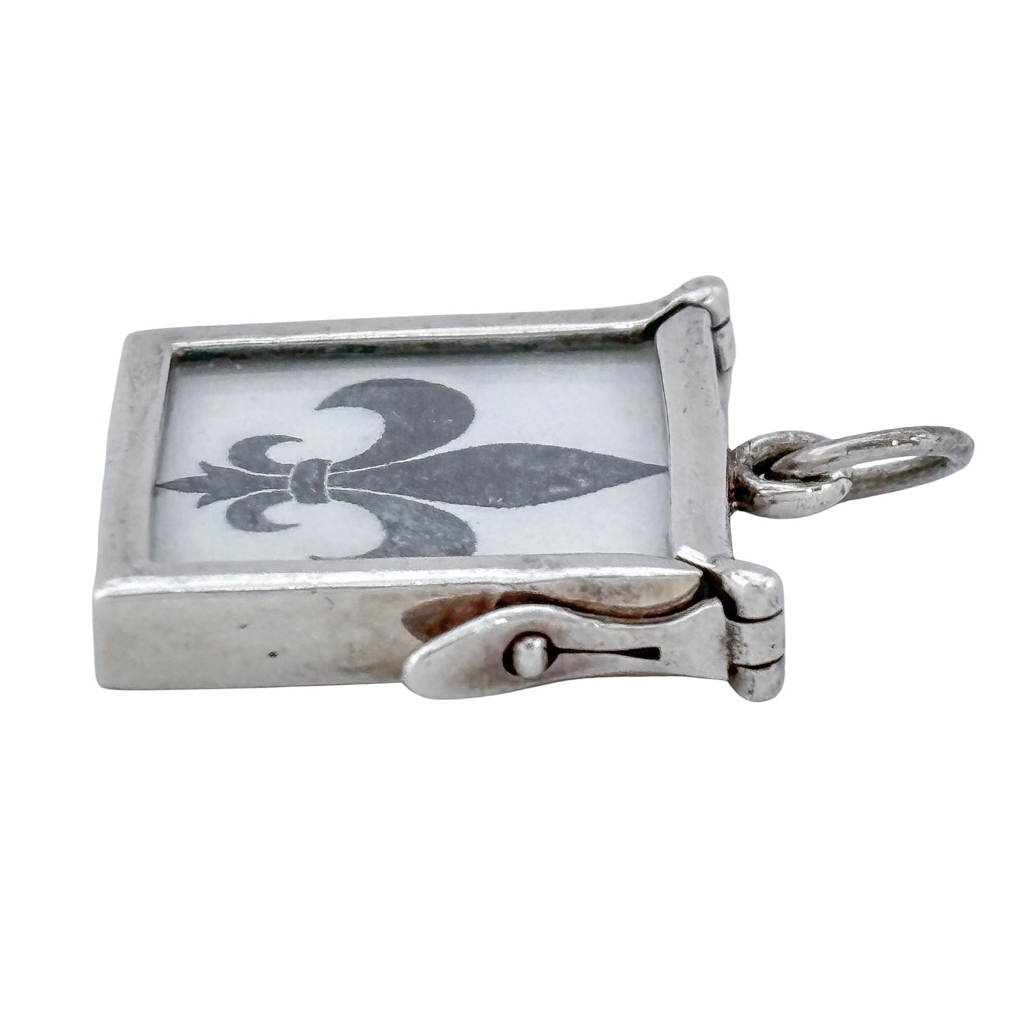 Vintage Sterling Silver 925 New Orleans Map Fleur De Lis Pendant