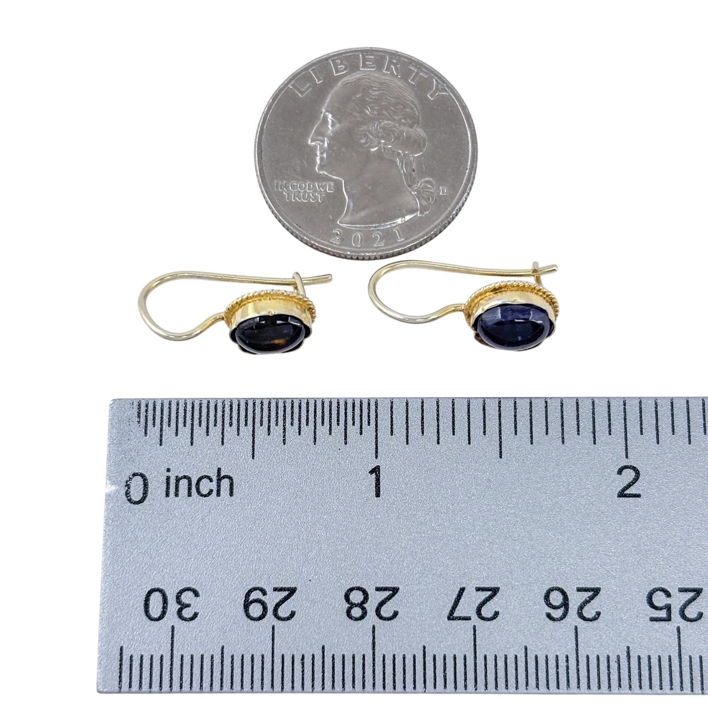 Estate Gold-Tone Sterling Silver 925 Purple Glass Drop Earrings