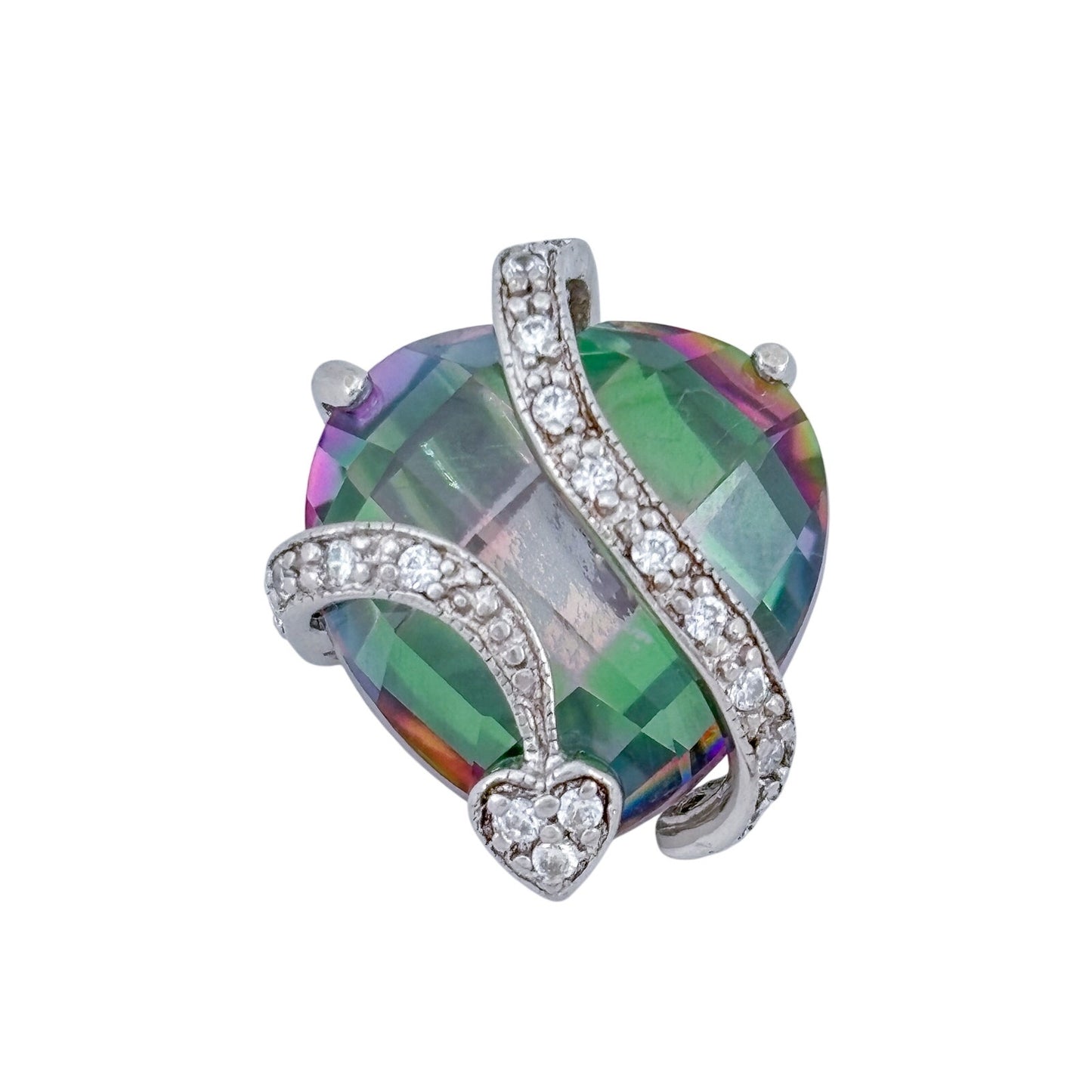 Vintage Sterling Silver 925 Mystic Quartz Heart Pendant