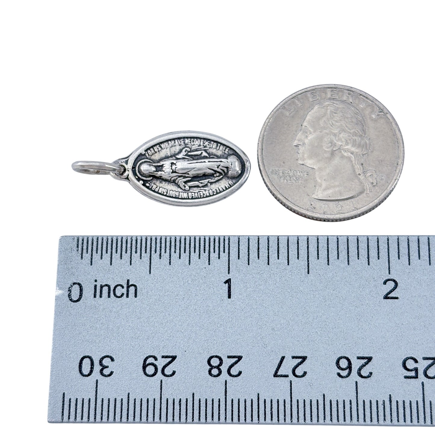 Vintage Sterling Silver 925 The Virgin Mary Miraculous Medal Pendant
