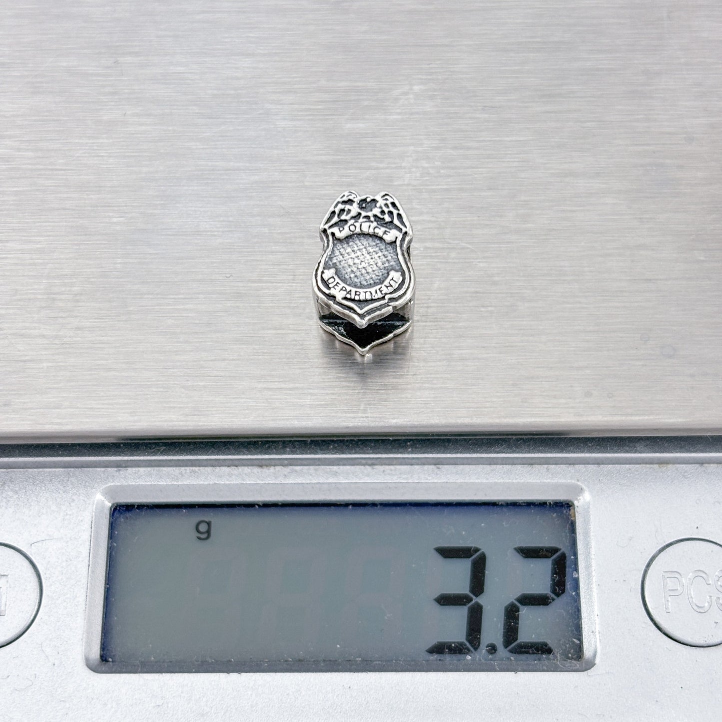 Vintage Sterling Silver 925 Police Badge Slide Charm