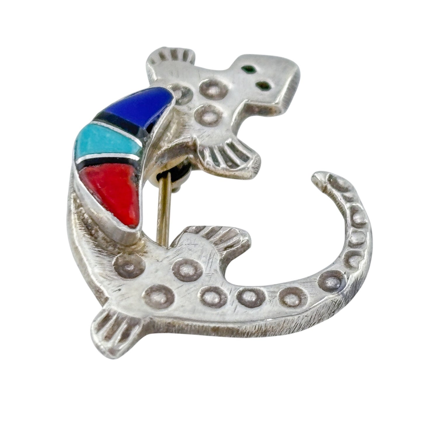 Vintage Sterling Silver 925 Southwest Native American Lizard Gecko Brooch