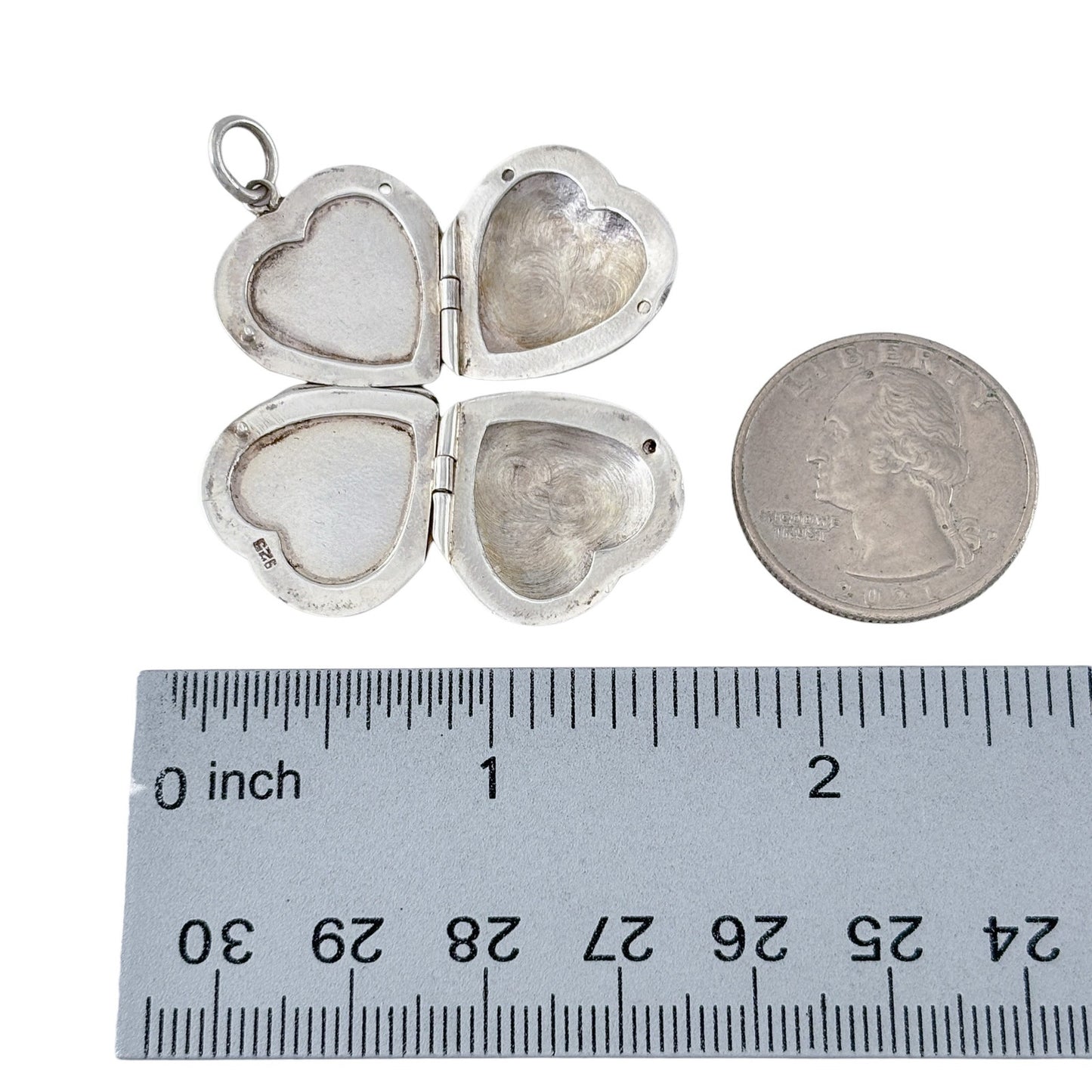 Vintage Sterling Silver 925 Double Heart Locket