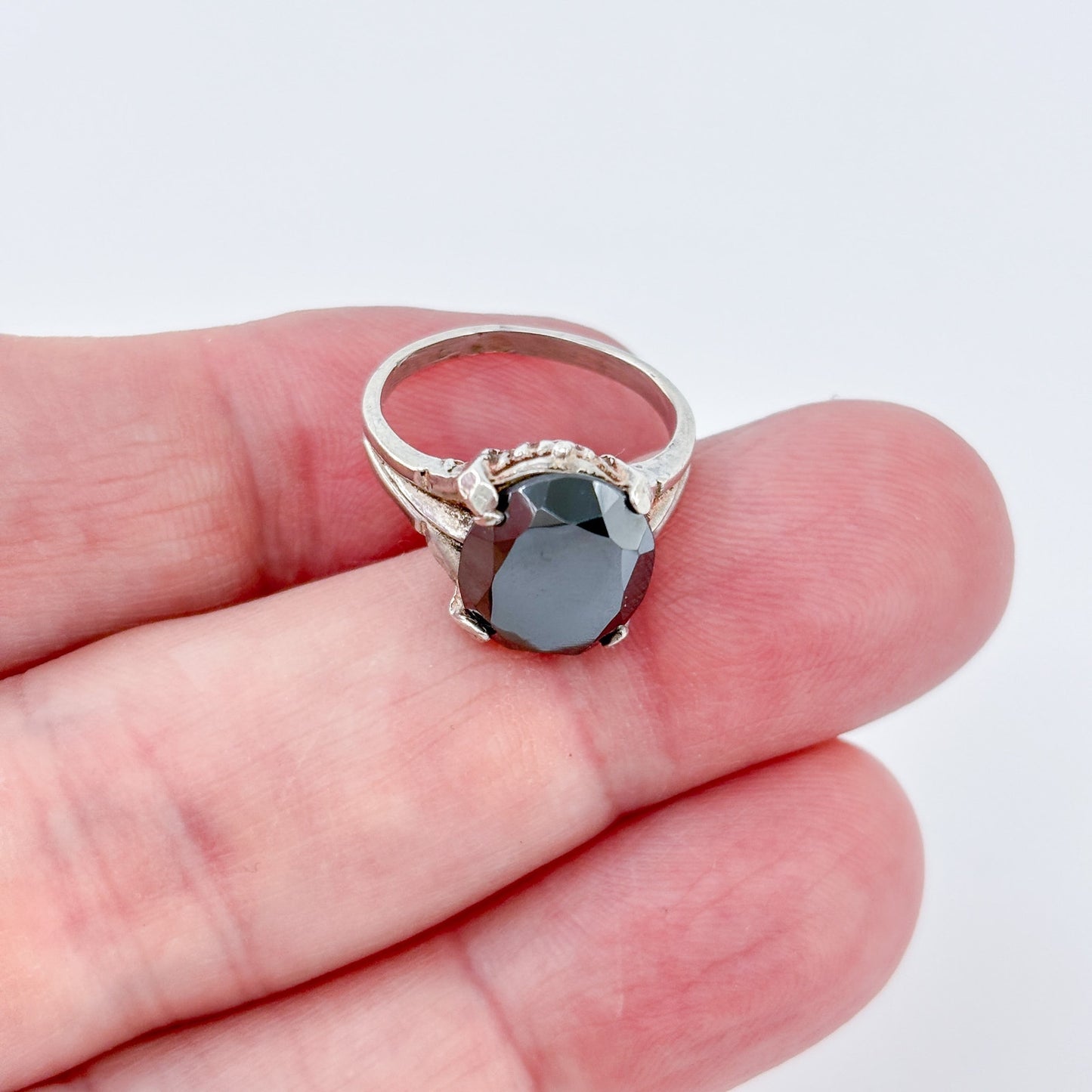 Vintage Sterling Silver 925 Hematite Ring Size 6