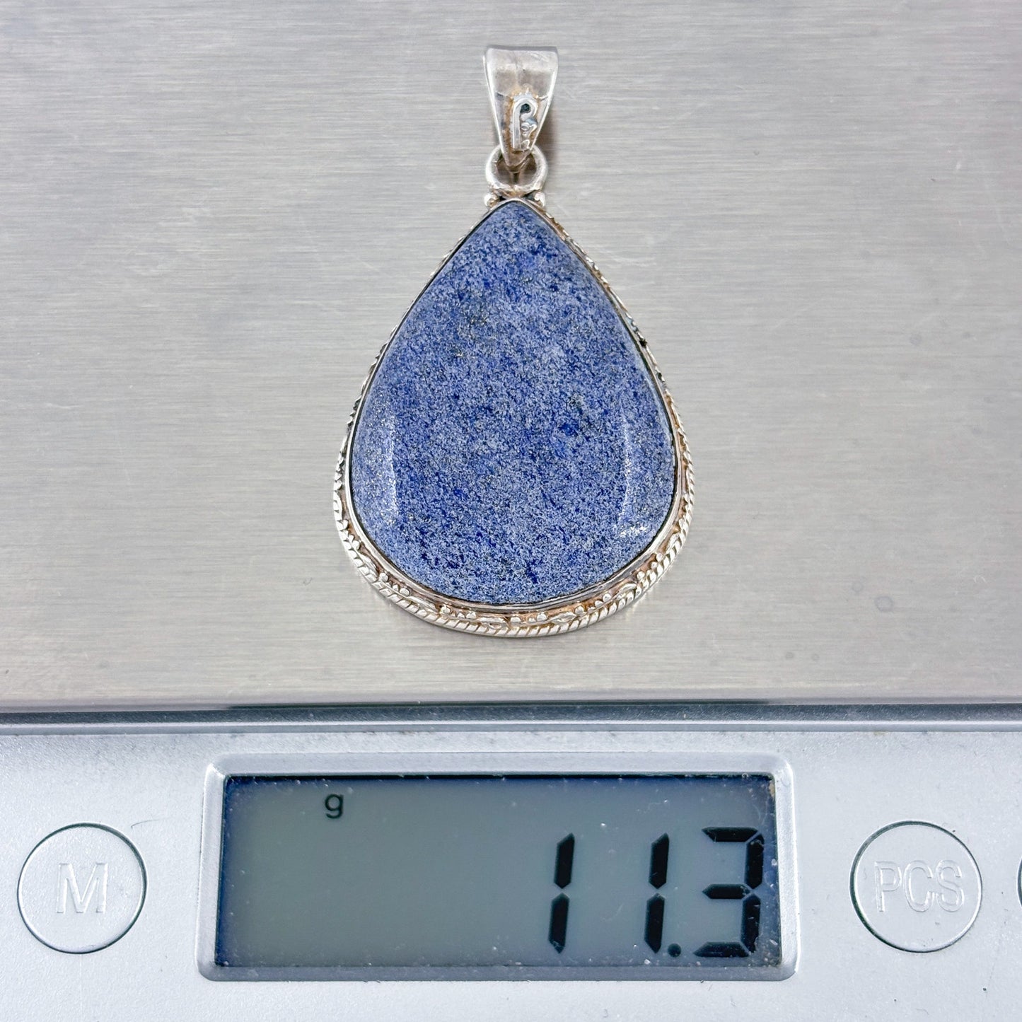 Vintage Sterling Silver 925 Denim Lapis Lazuli Pendant