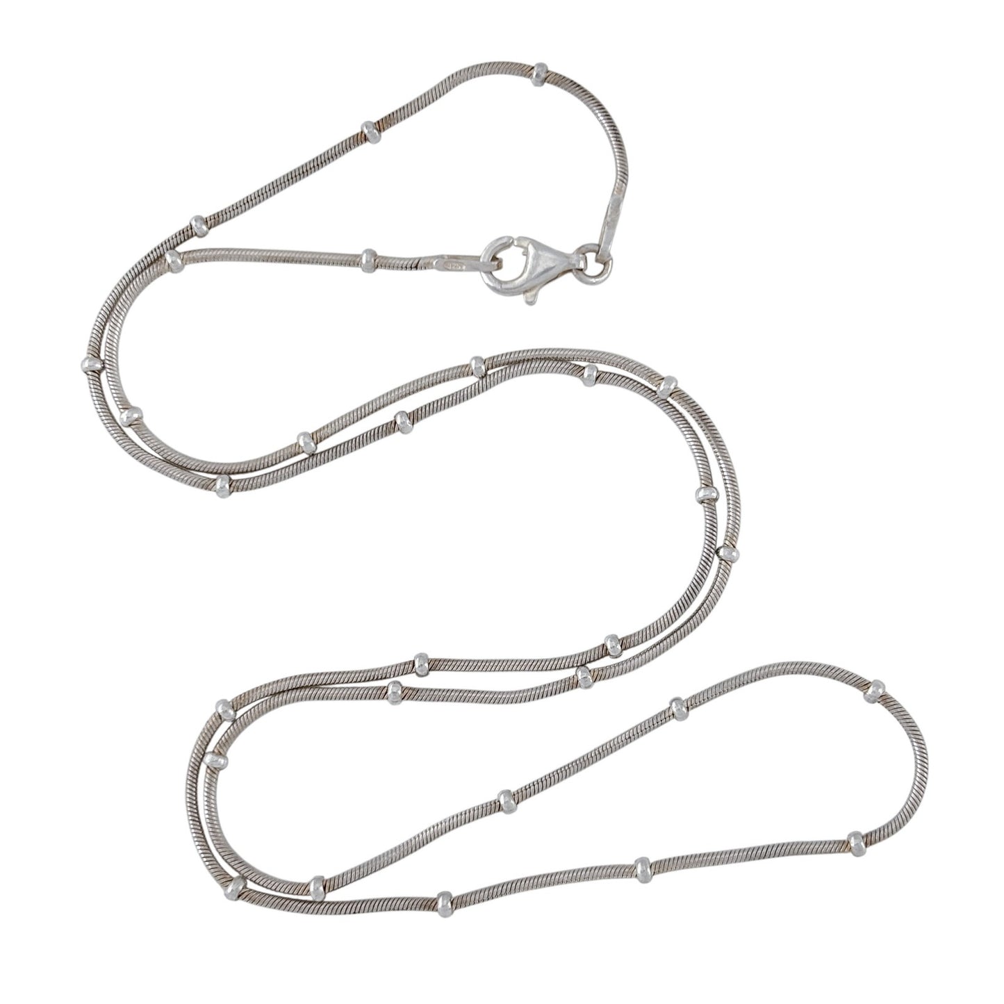 Vintage Italian Sterling Silver 925 Snake Chain Station Necklace 18"