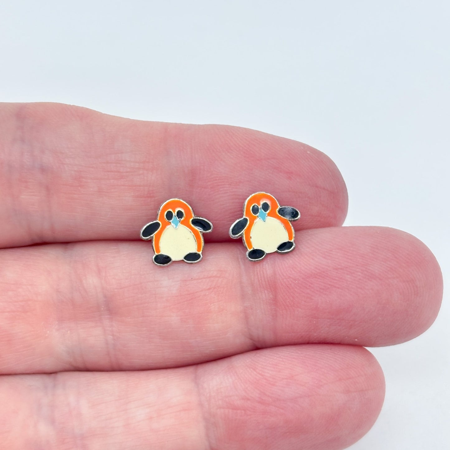 Vintage Sterling Silver 925 Penguin Stud Earrings