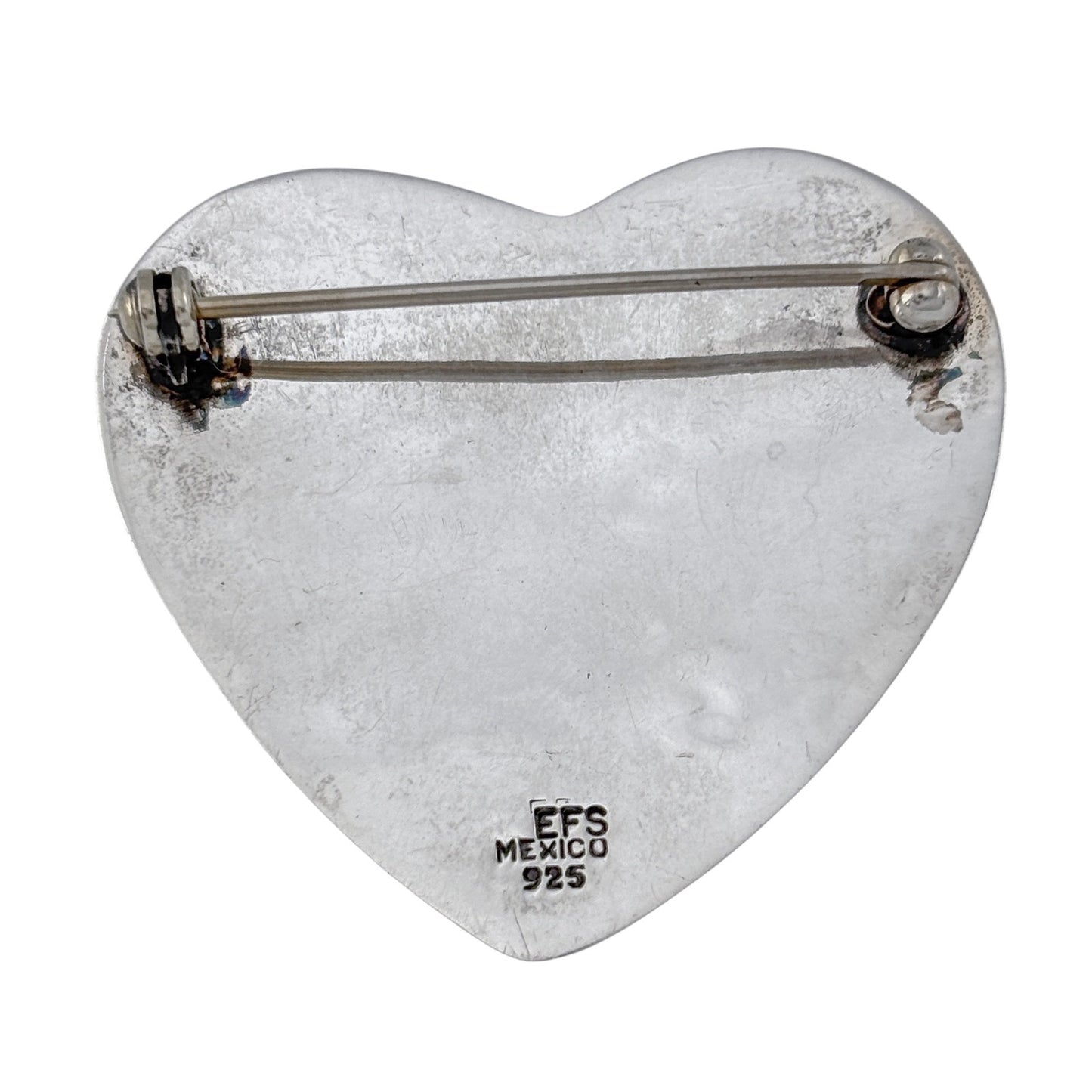 Vintage Mexico EFS Sterling Silver 925 Mommy and Child Heart Pin Brooch