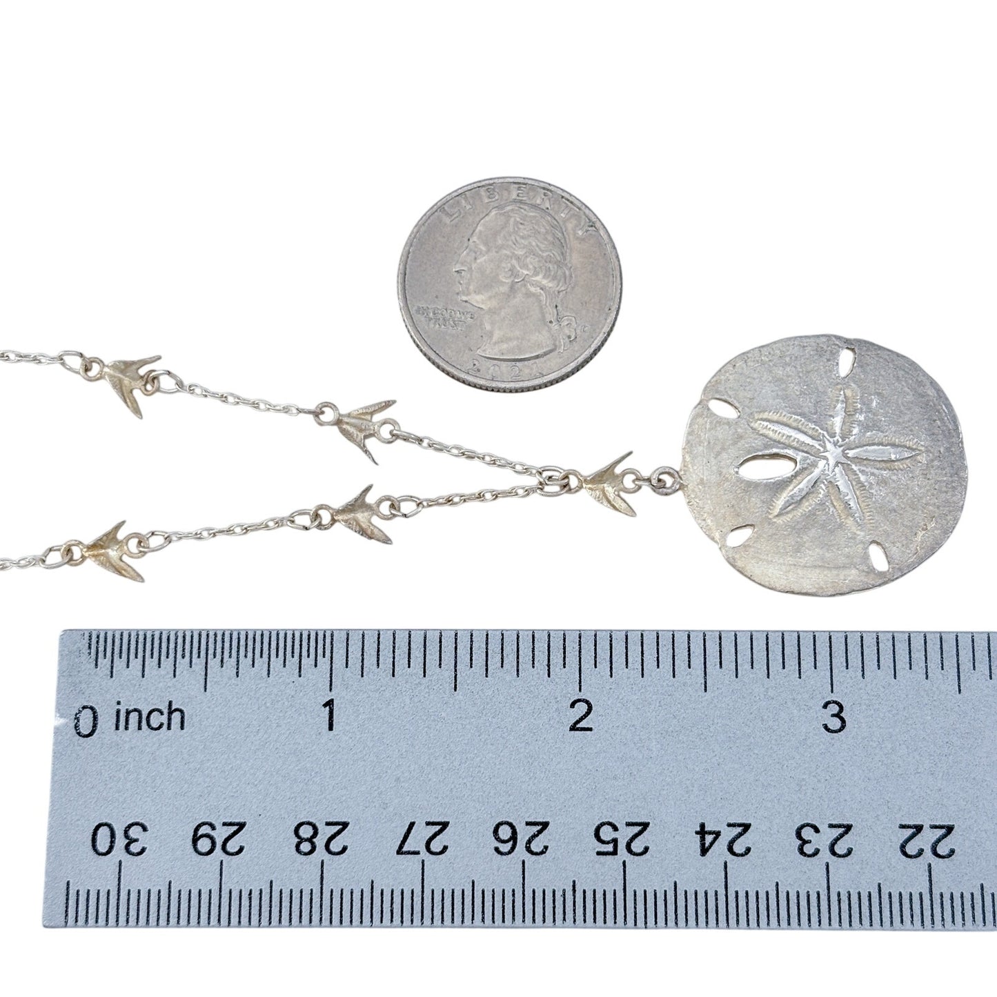 Vintage J & C Ferrara Co Inc Sterling Silver 925 Sand Dollar Bird Necklace 19"