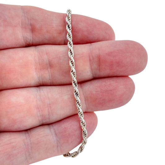 Vintage Italian Sterling Silver 925 Rope Chain Bracelet 6.75"
