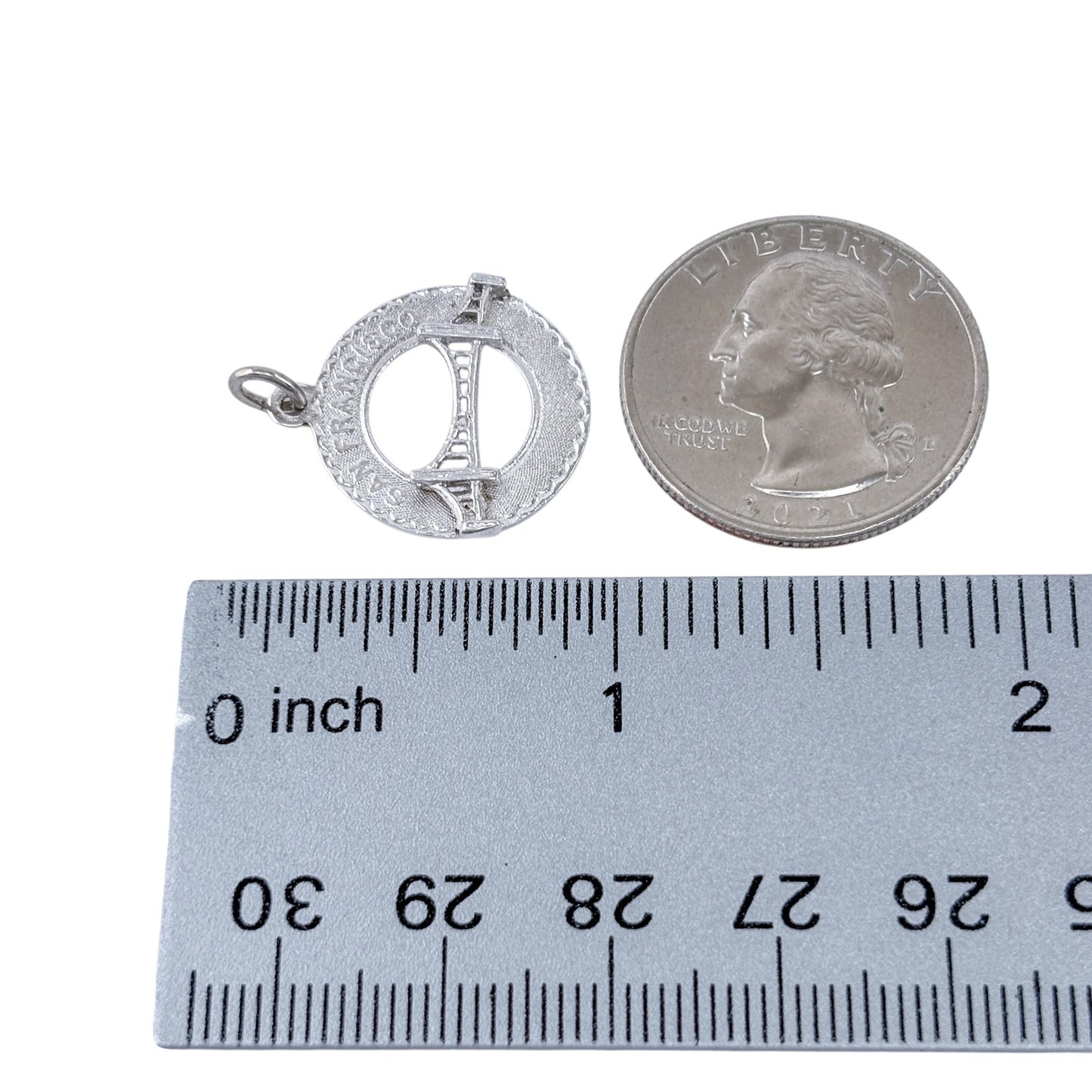 San Francisco Golden Gate Bridge Charm Pendant | Vintage Silver-Tone