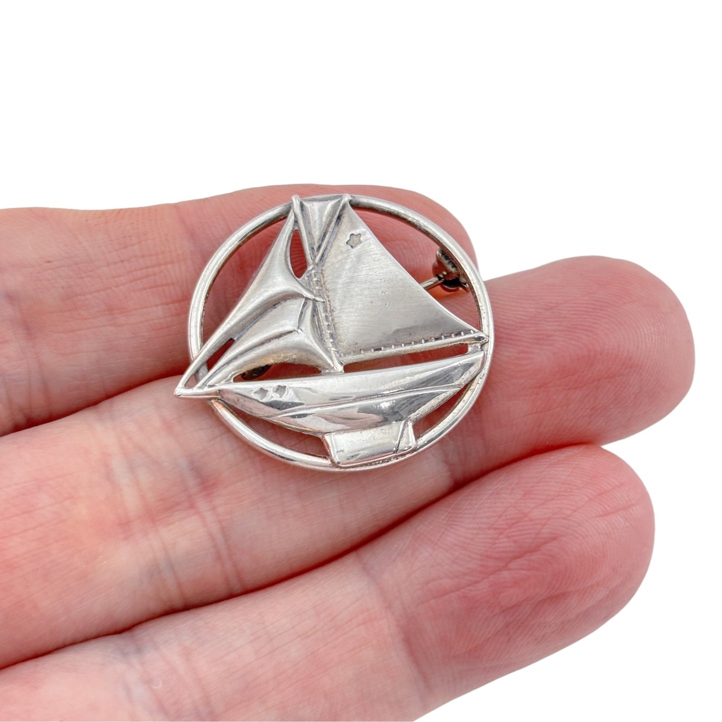 Vintage Sterling Silver 925 Sailboat Brooch