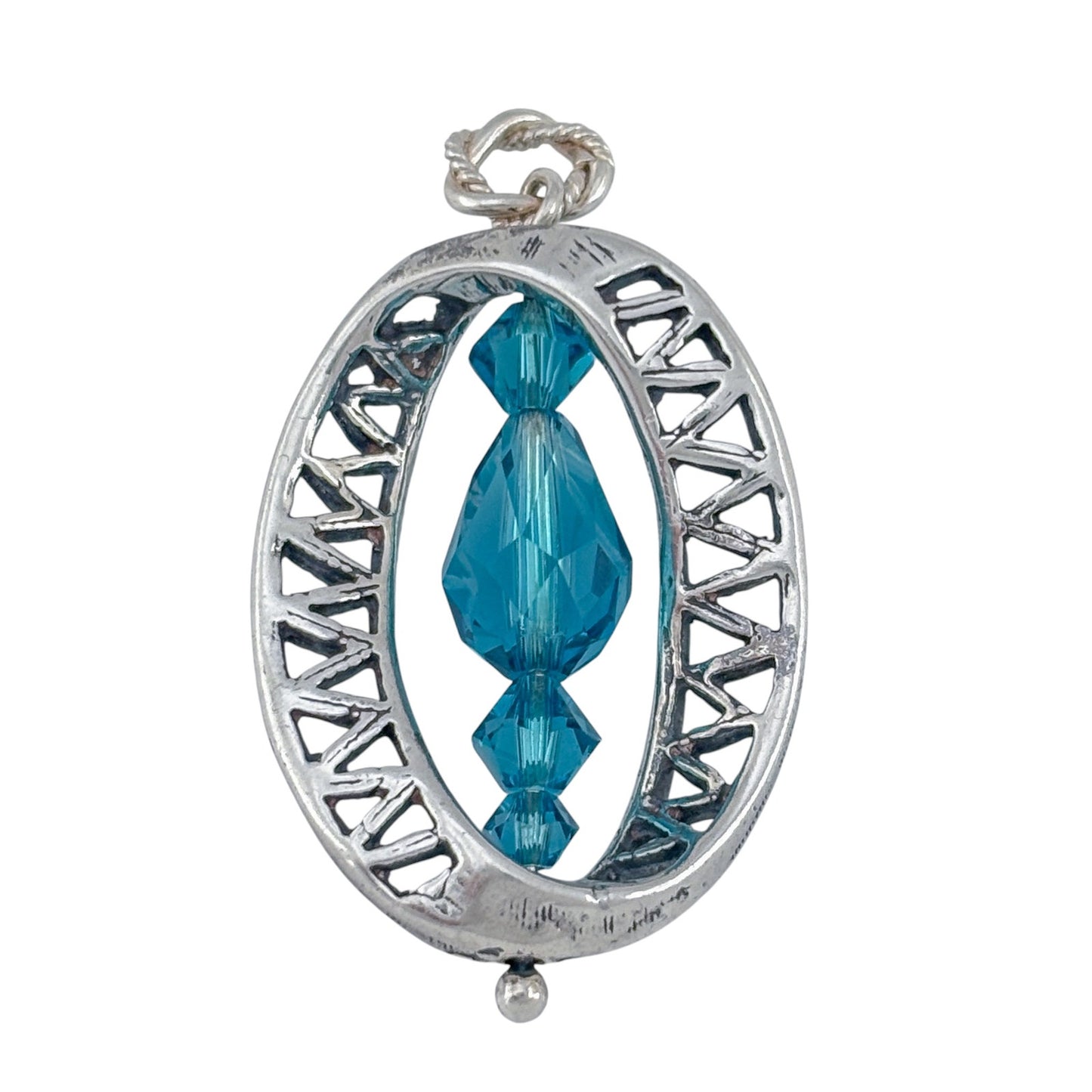 Vintage Sterling Silver 925 Blue Crystal Pendant