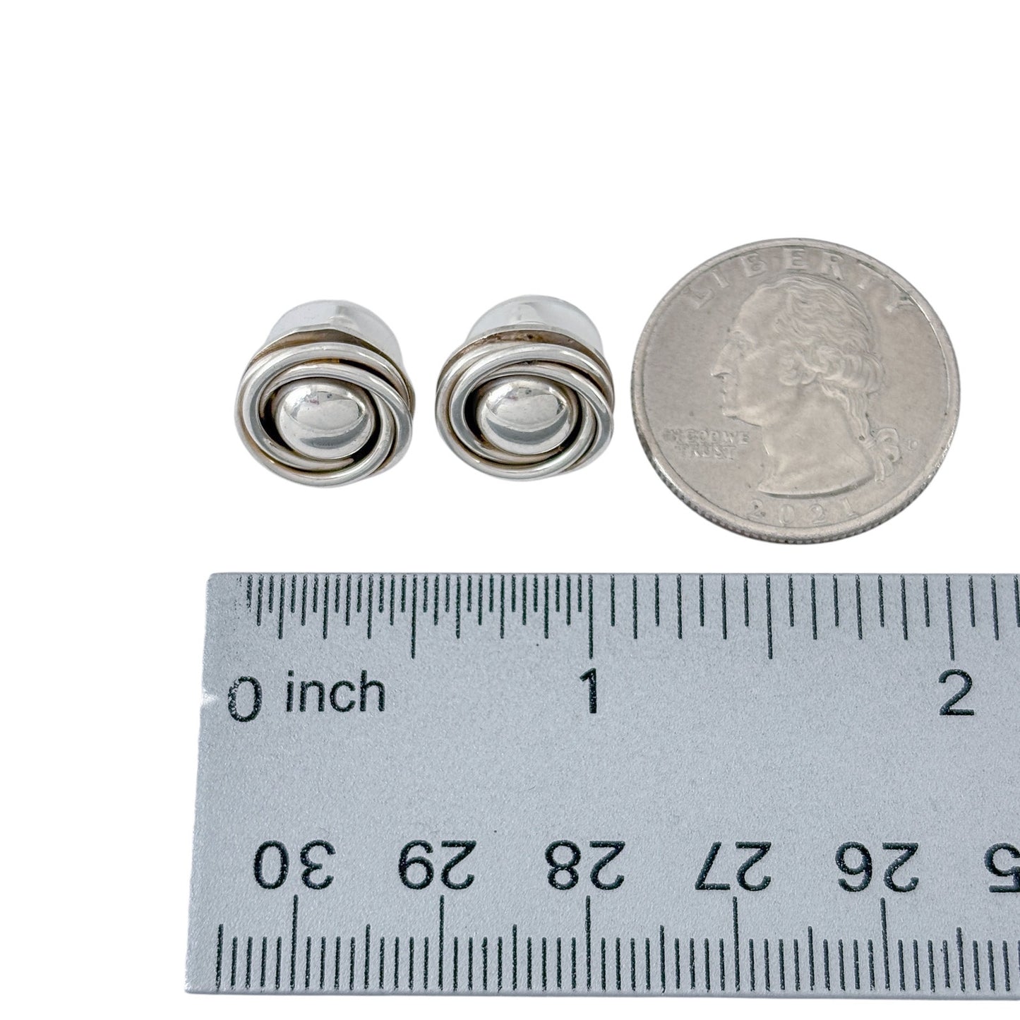 Vintage Sterling Silver 925 Swirl Stud Earrings