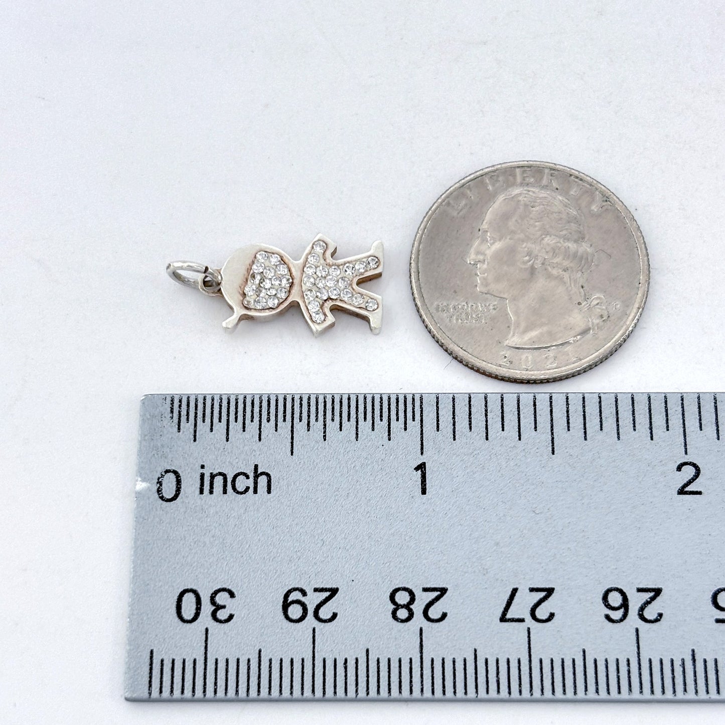 Vintage Italy Sterling Silver 925 Cubic Zirconia Boy Charm