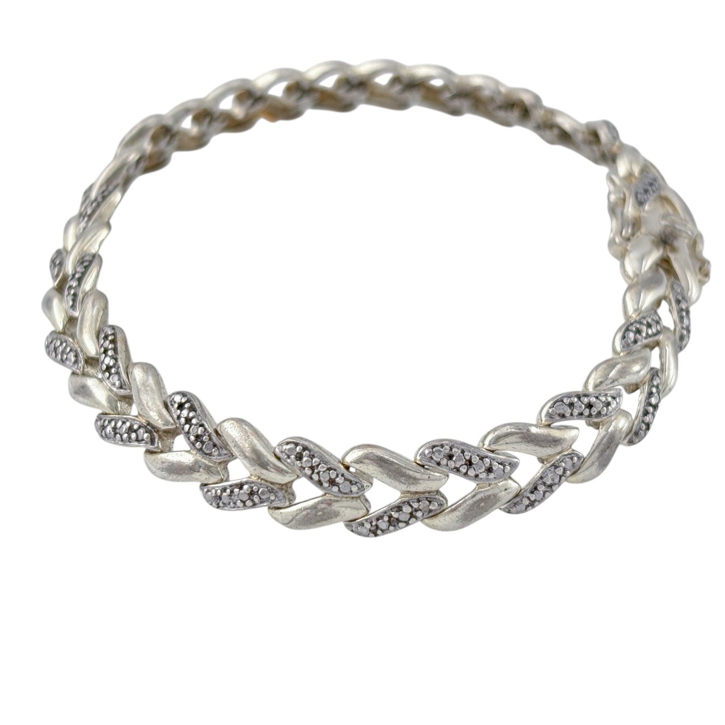 Vintage Sterling Silver 925 Studded Link Bracelet 7.25"