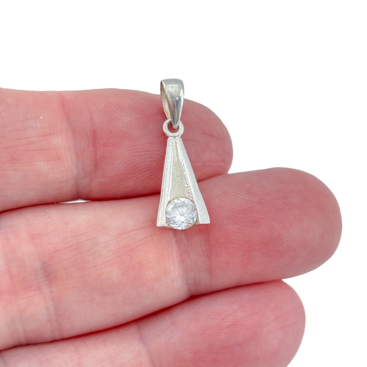 Vintage Sterling Silver 925 Cubic Zirconia Pendant