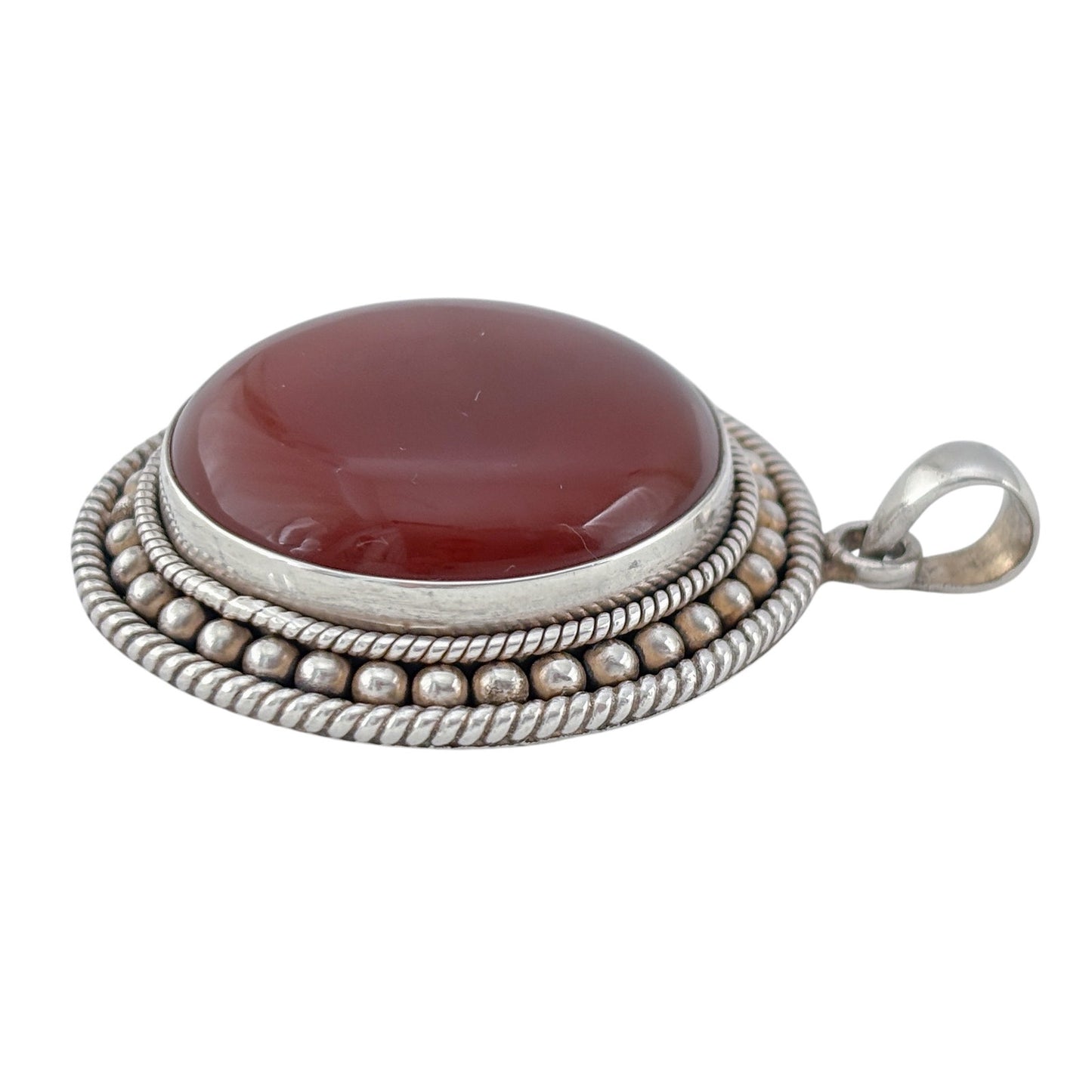 Vintage Sterling Silver 925 Carnelian Pendant