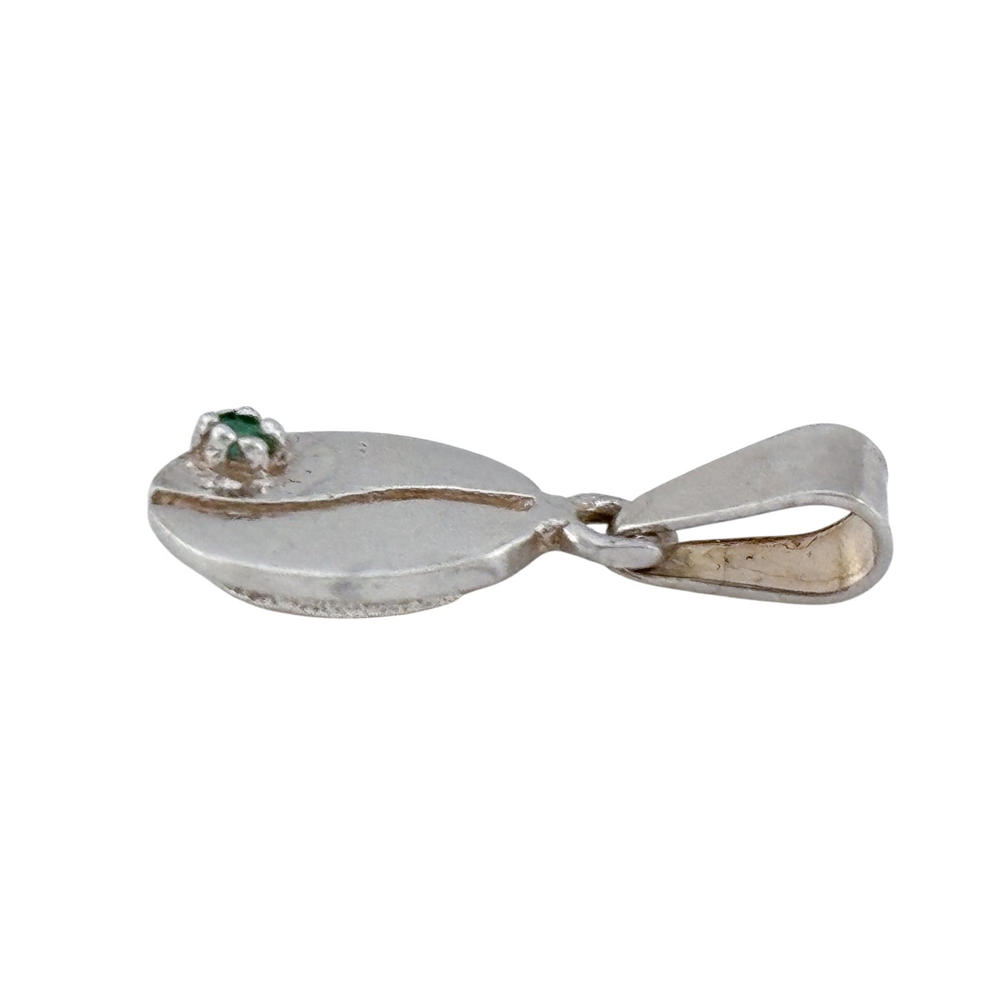 Vintage Sterling Silver 925 Emerald Cubic Zirconia Reversible Pendant