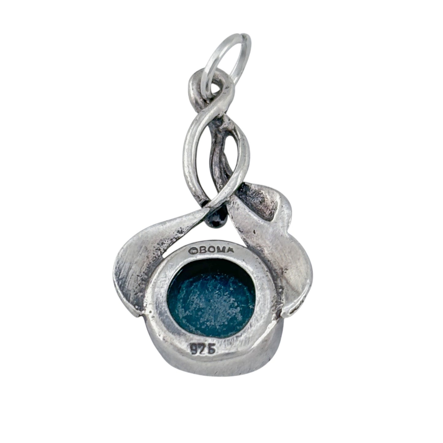 Vintage Sterling Silver 925 Green Onyx Pendant
