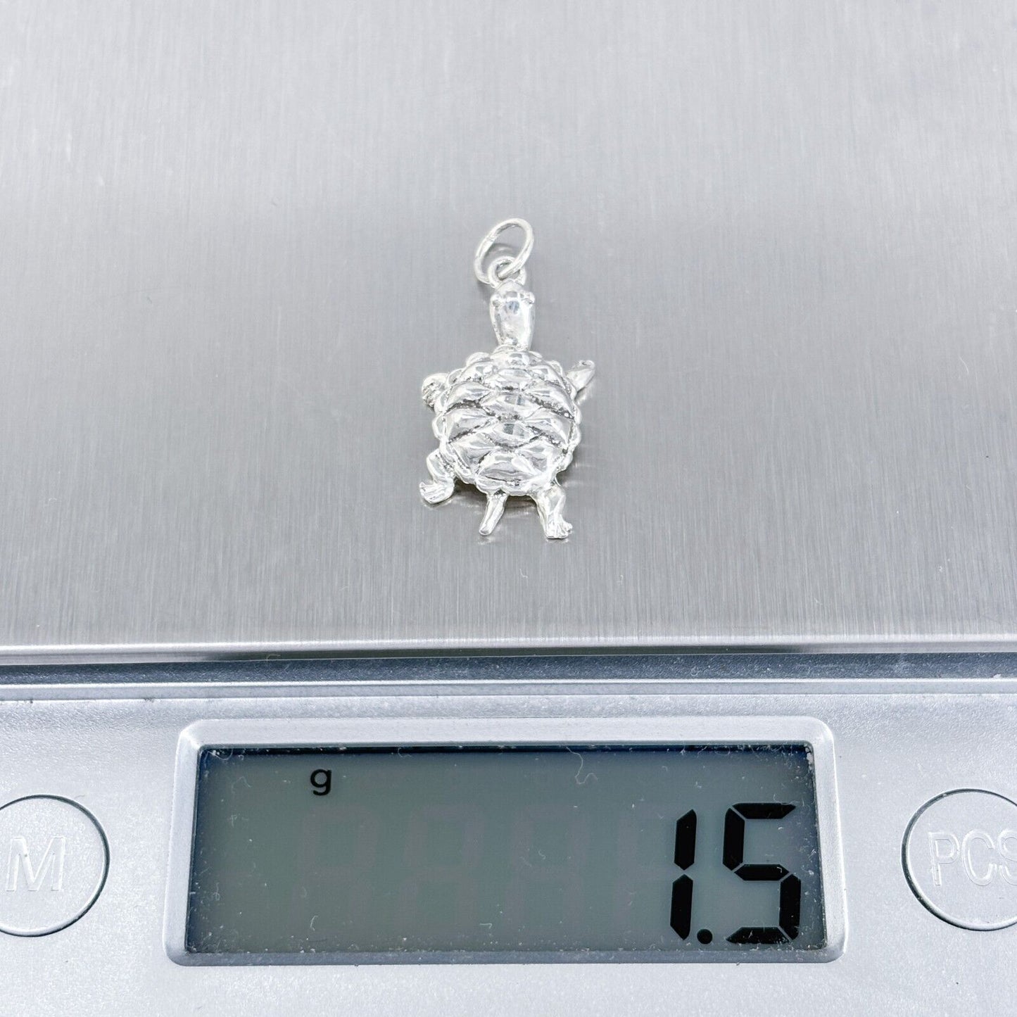 Vintage Sterling Silver 925 Textured Turtle Charm Pendant
