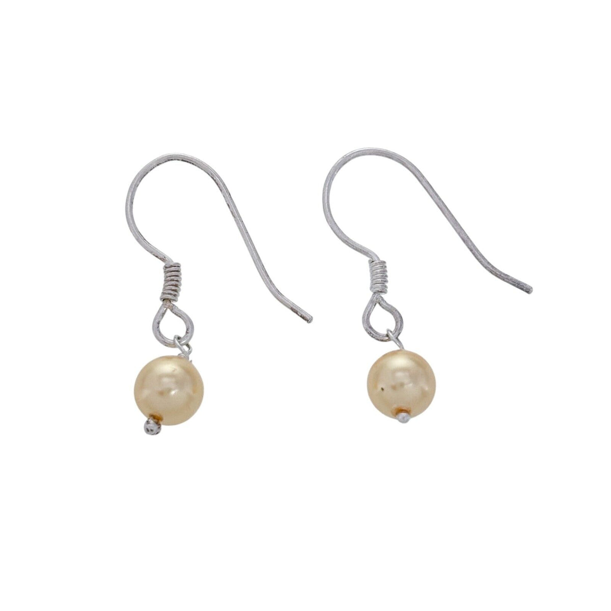 Vintage Silver-Tone Champagne Imitation Pearl Dangle Earrings
