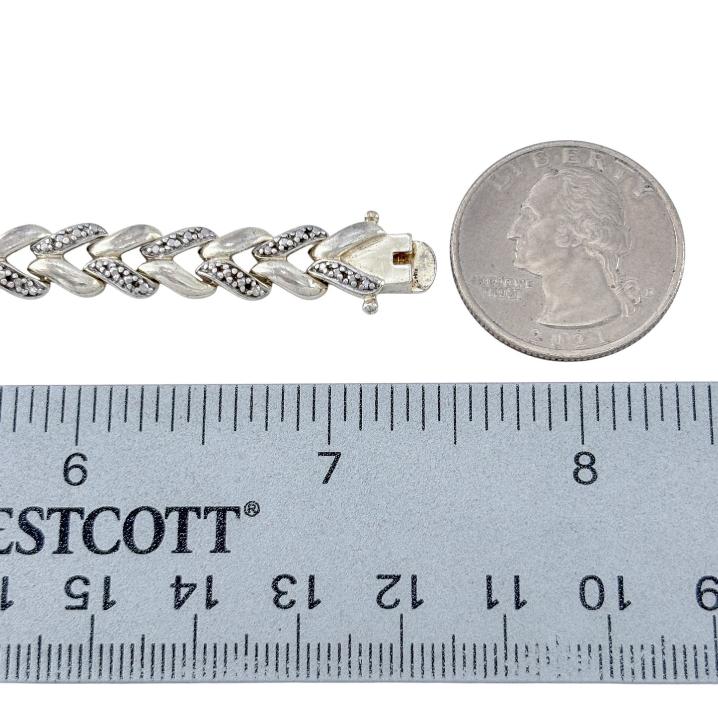 Vintage Sterling Silver 925 Studded Link Bracelet 7.25"