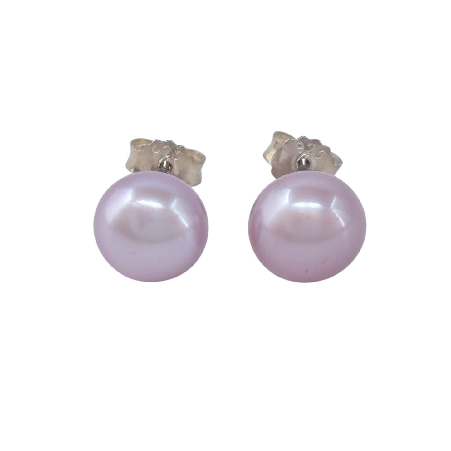 Vintage Sterling Silver 925 Purple Pearl Stud Earrings