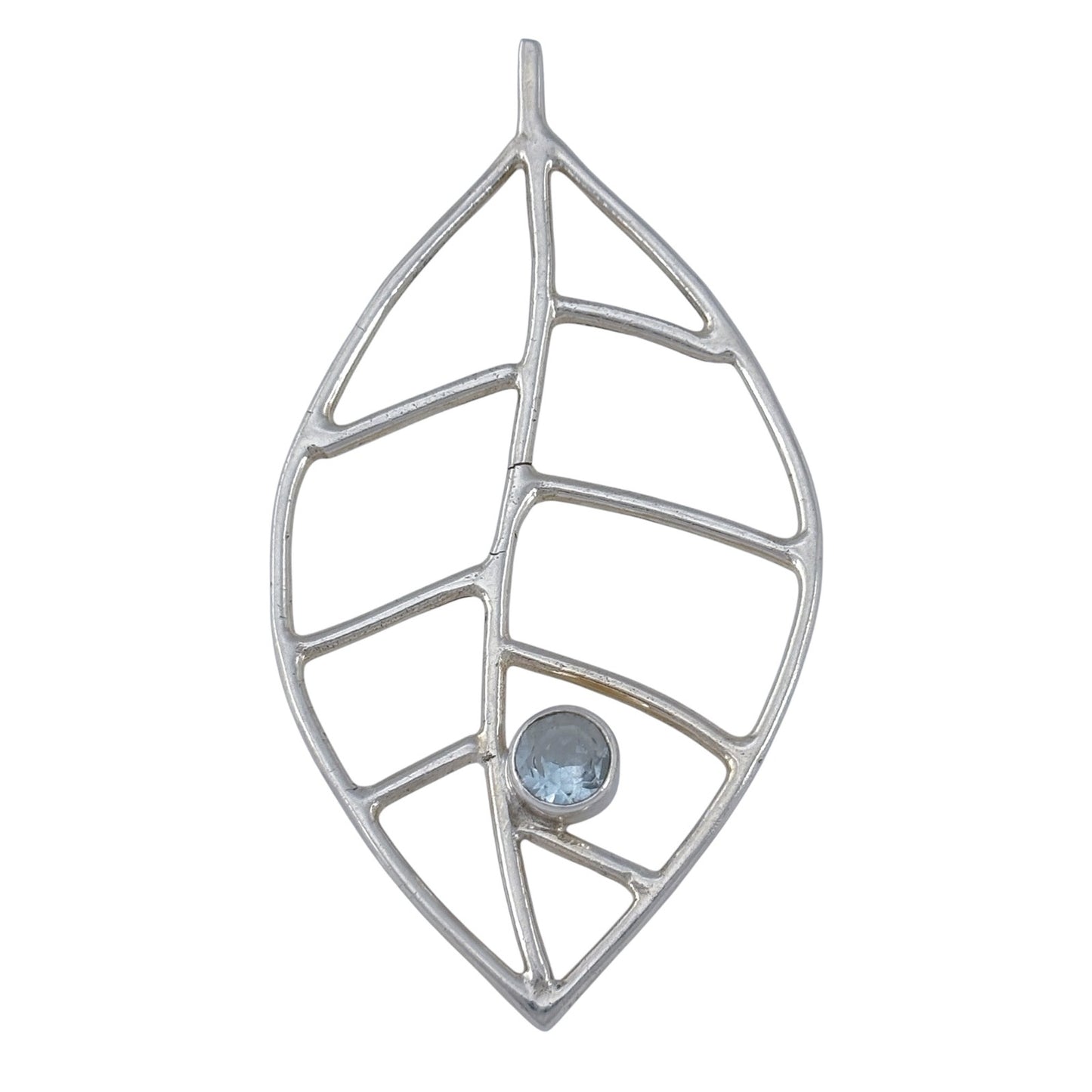 Vintage Sterling Silver 925 Topaz Leaf Pendant