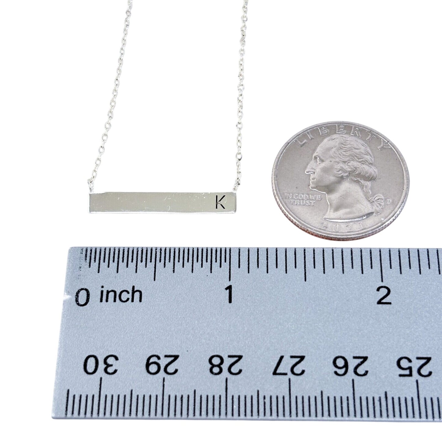 Vintage Sterling Silver 925 Ombre Bar "K" Pendant Necklace | 16"-18"