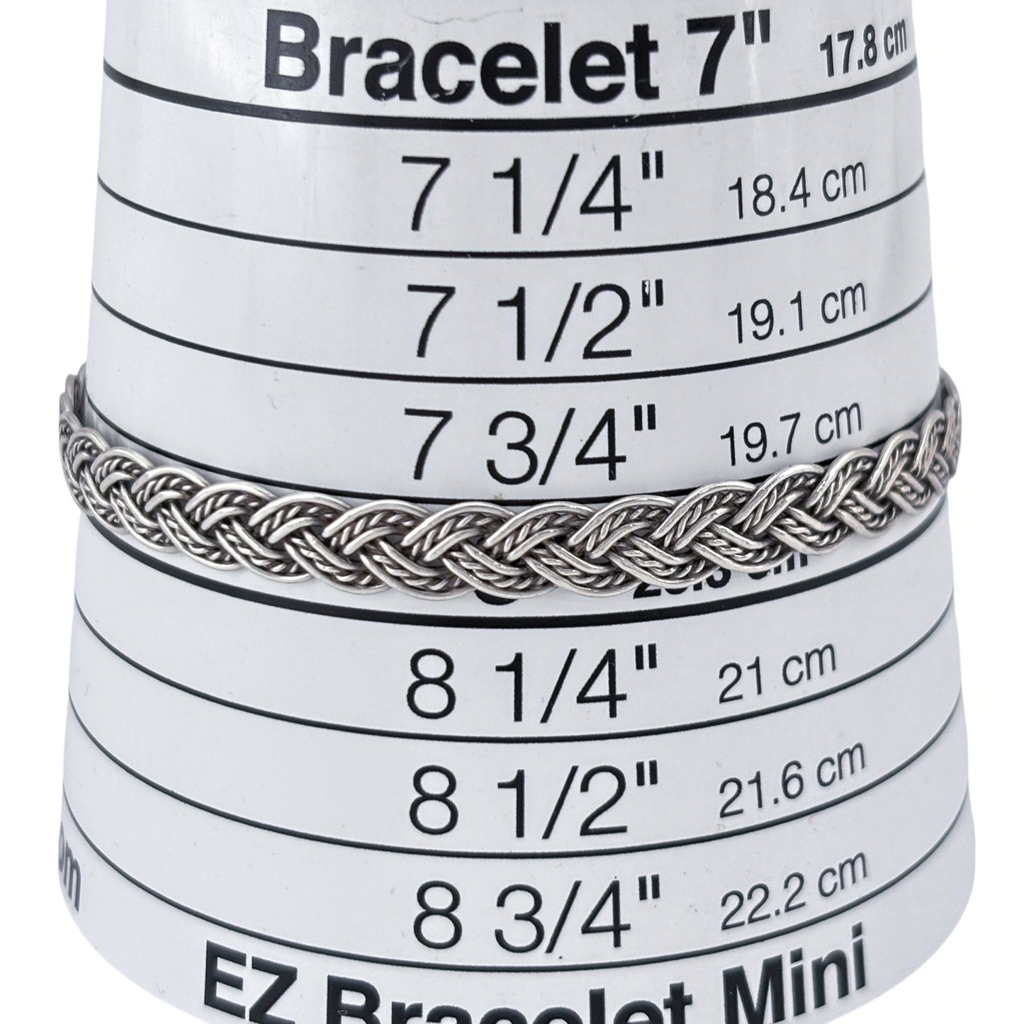 Vintage Sterling Silver 925 Braided Bangle Bracelet 8"