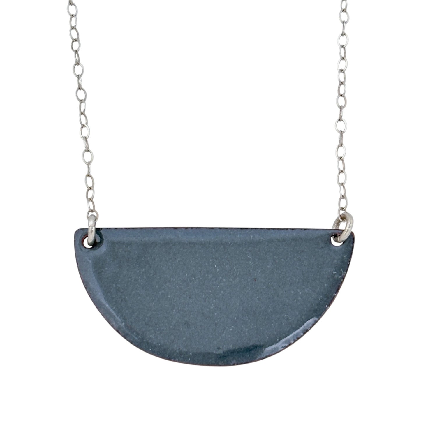 Vintage Sterling Silver 925 Blue Half Moon Pendant Necklace 18"