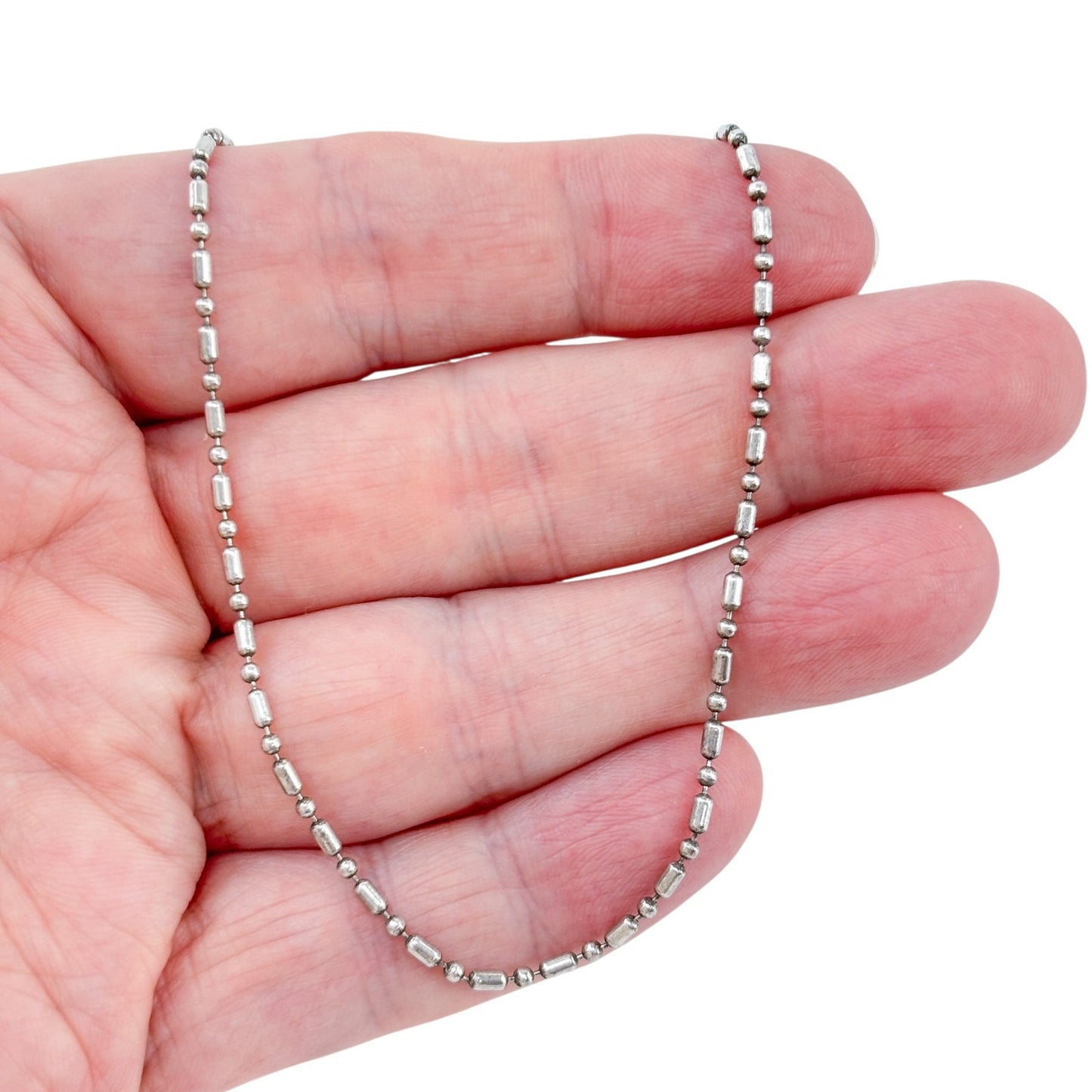 Vintage Italian Sterling Silver 925 Bar Dot Chain Necklace 24”