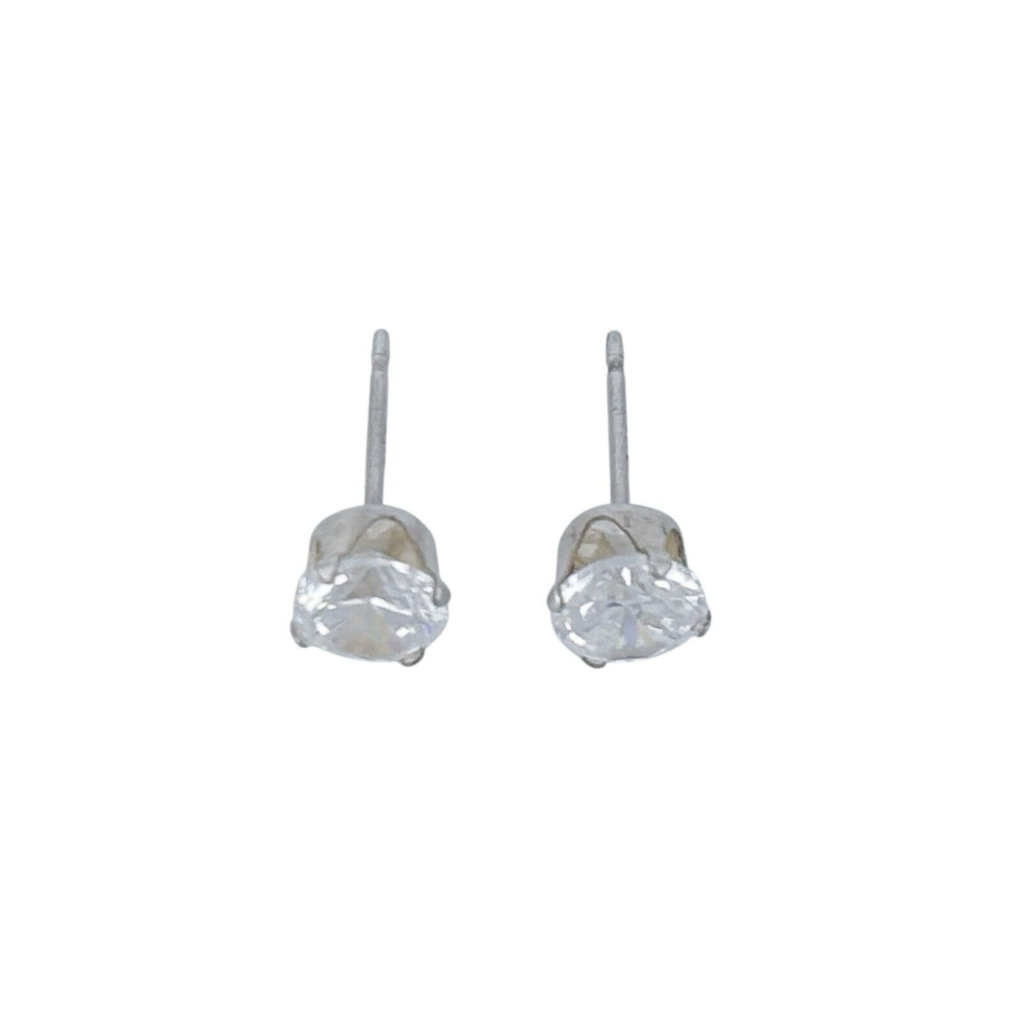 Vintage Sterling Silver 925 Cubic Zirconia Round Stud Earrings