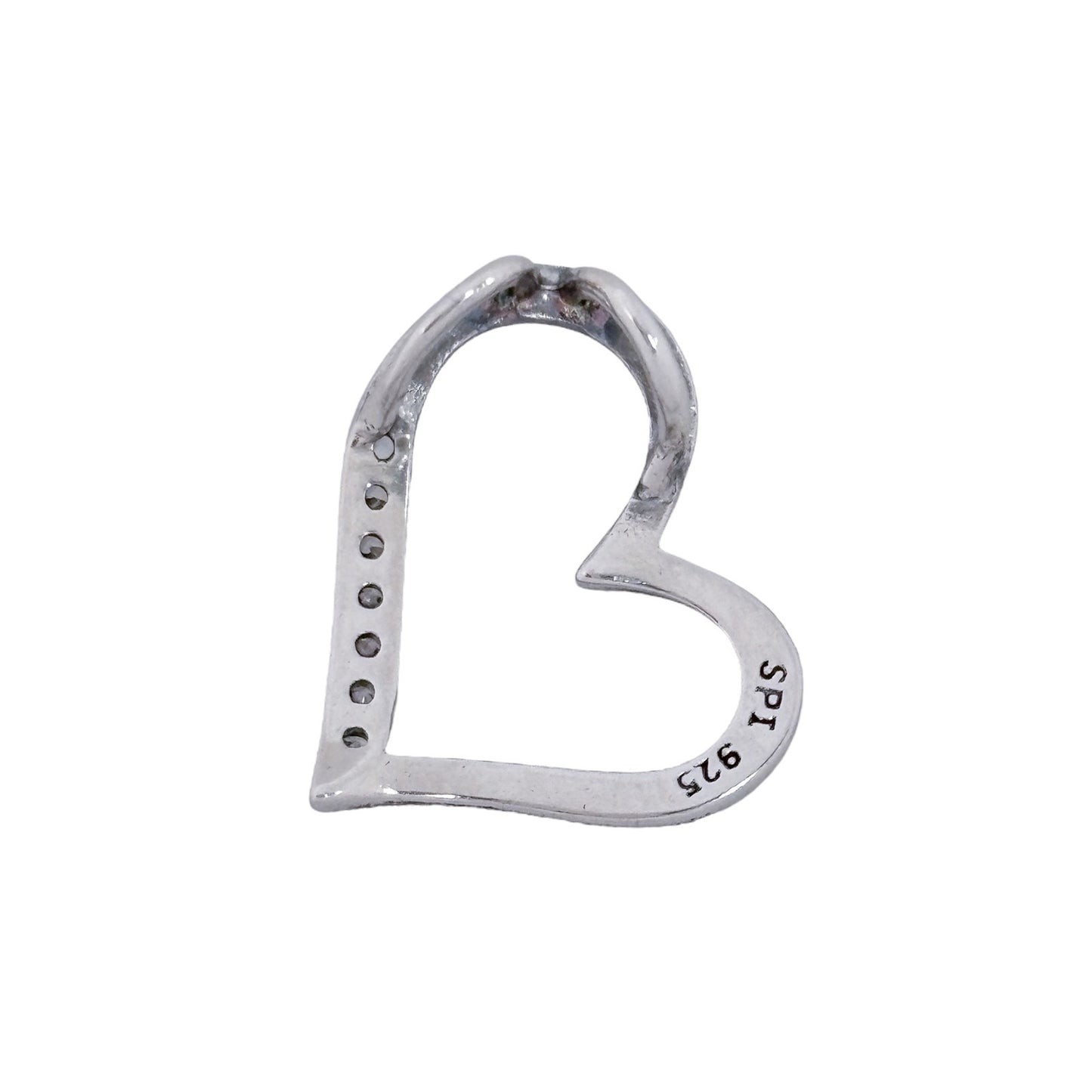 Vintage Sterling Silver 925 Cubic Zirconia Heart Pendant