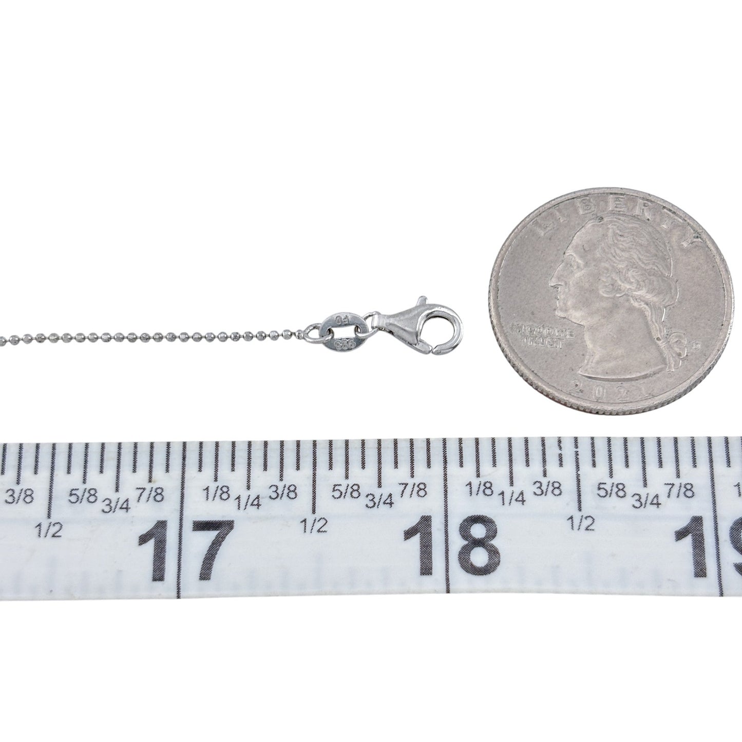 Vintage Sterling Silver 925 Ball Bead Chain Necklace 18"