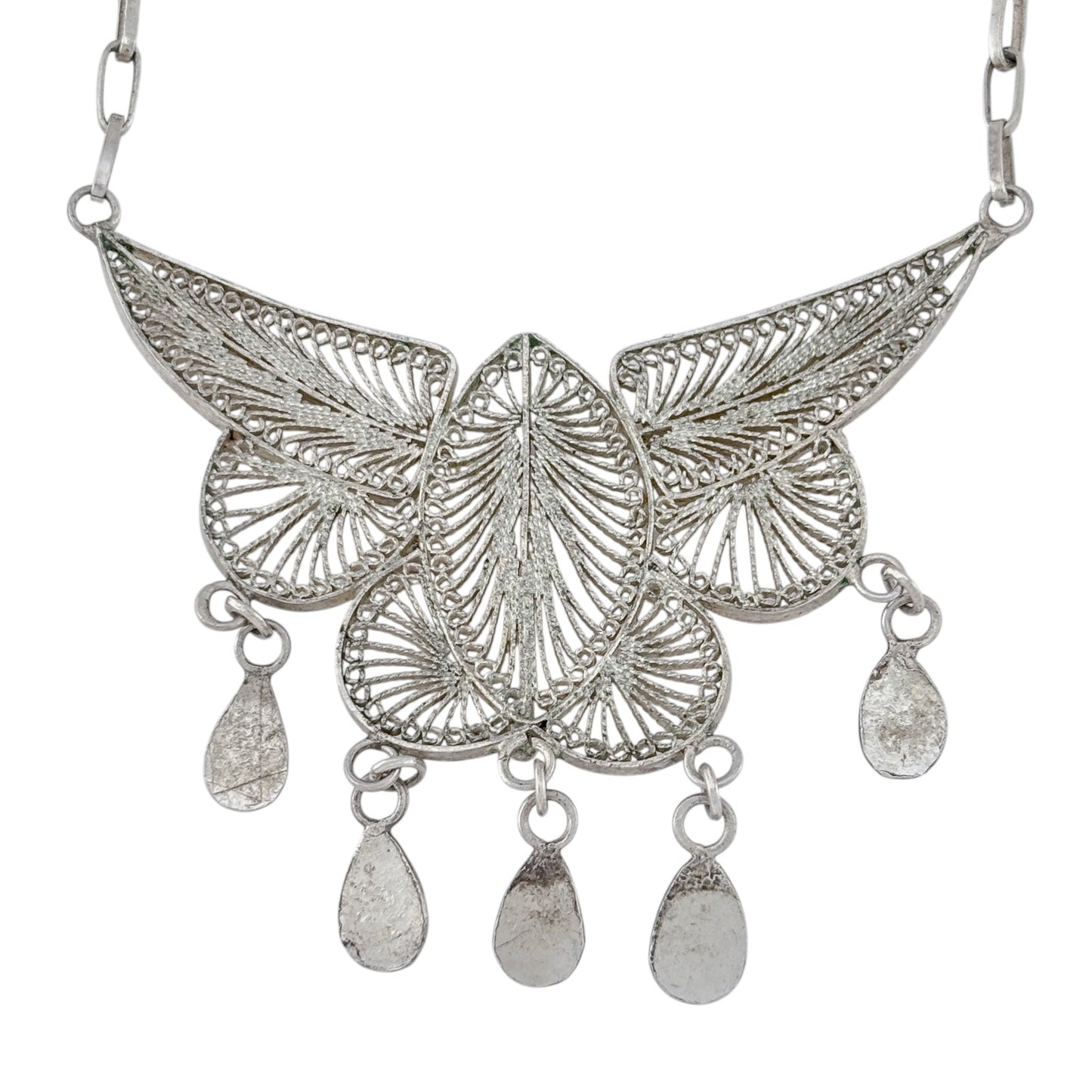 Vintage Sterling Silver 925 Filigree Butterfly Necklace 19"