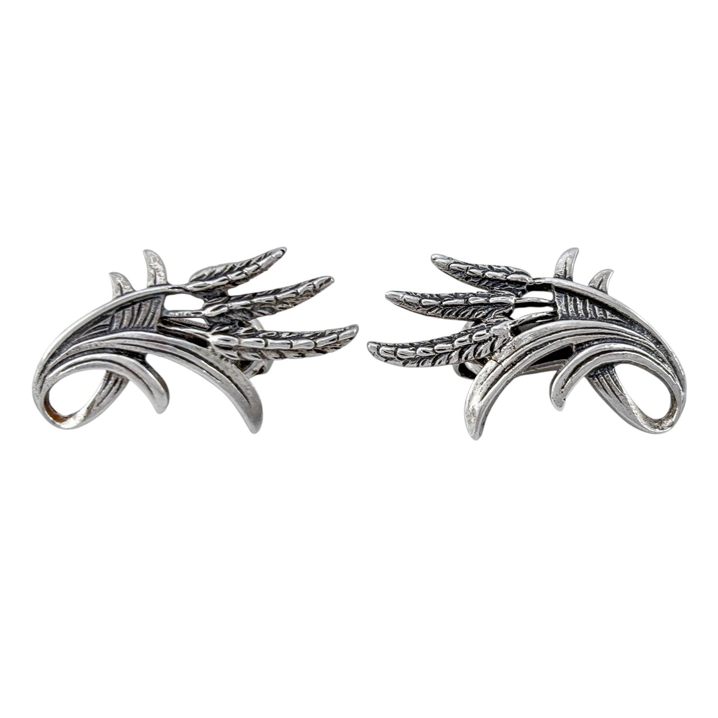 Vintage Danecraft Sterling Silver 925 Wheat Clip On Earrings