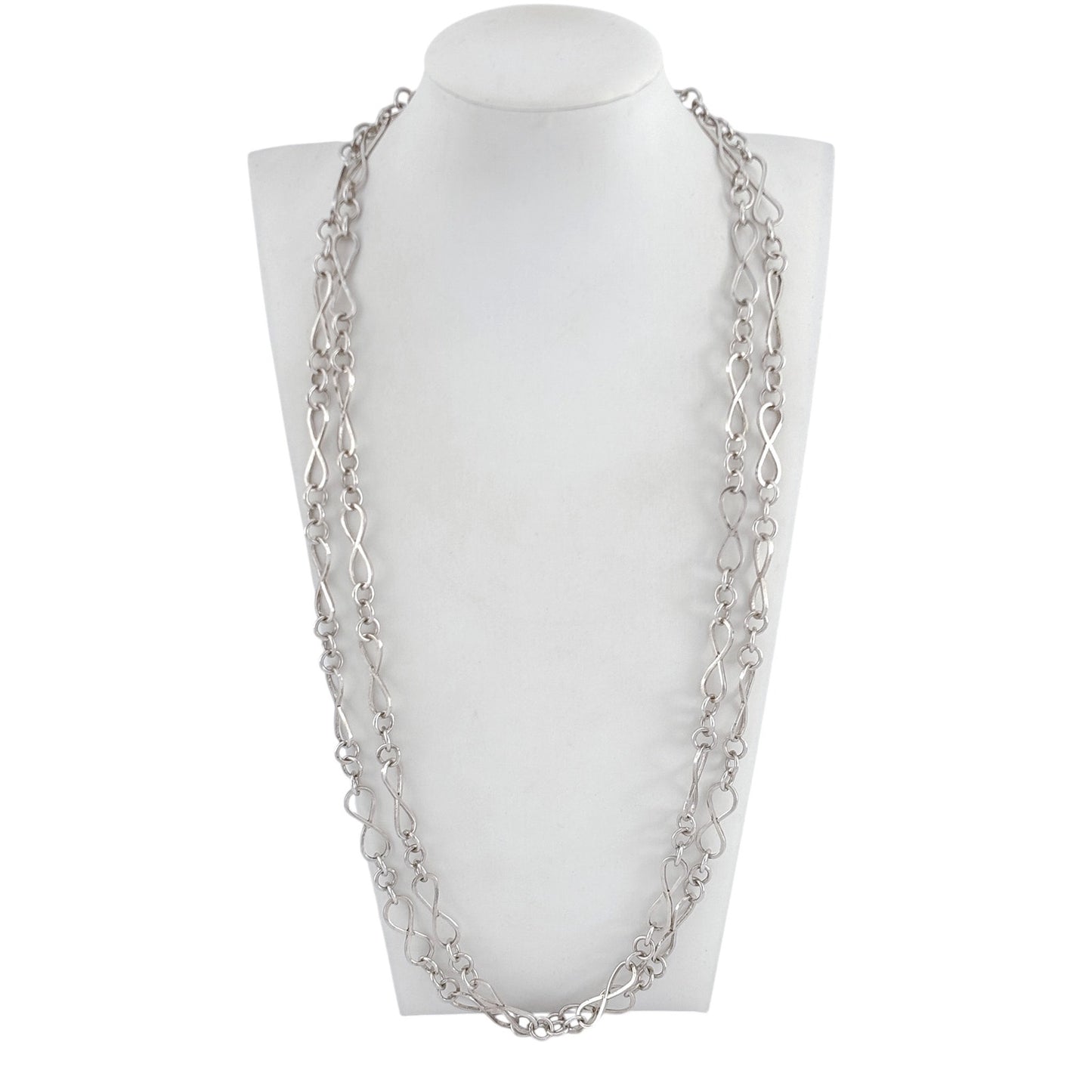 Vintage Sterling Silver 925 Infinity Link Chain Necklace 55"
